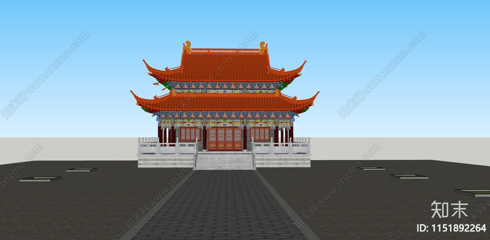 中式寺庙SU模型下载【ID:1151892264】