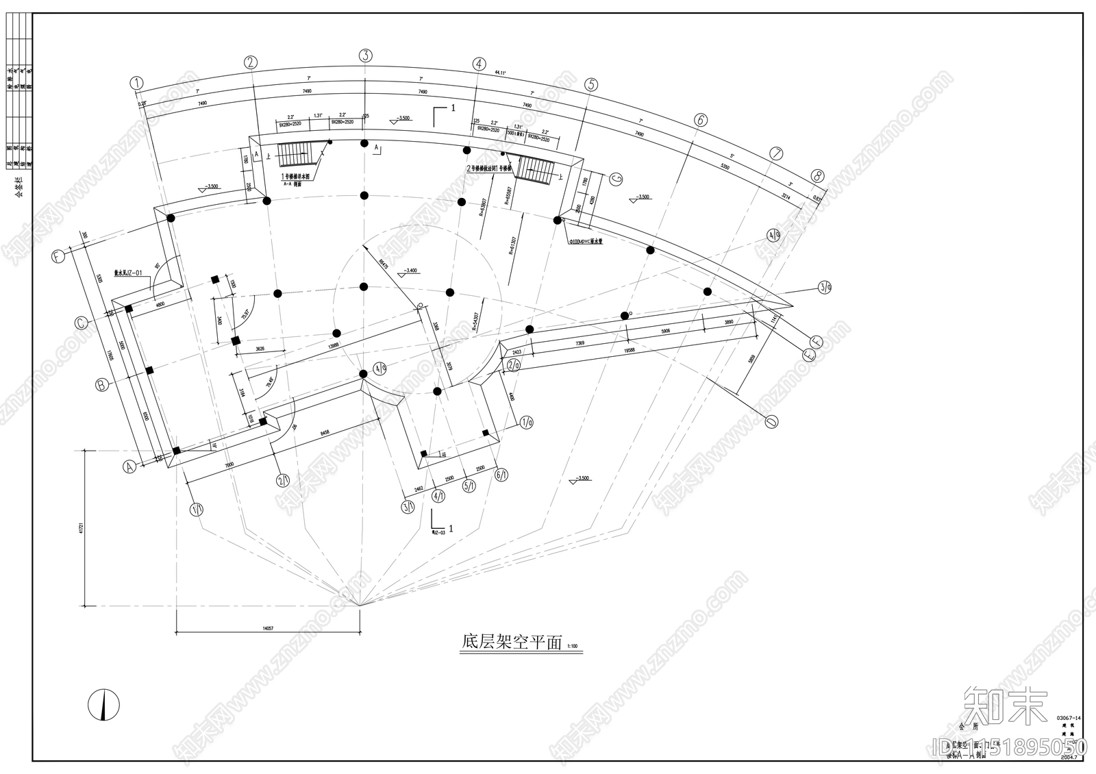 某会所建筑cad施工图下载【ID:1151895050】