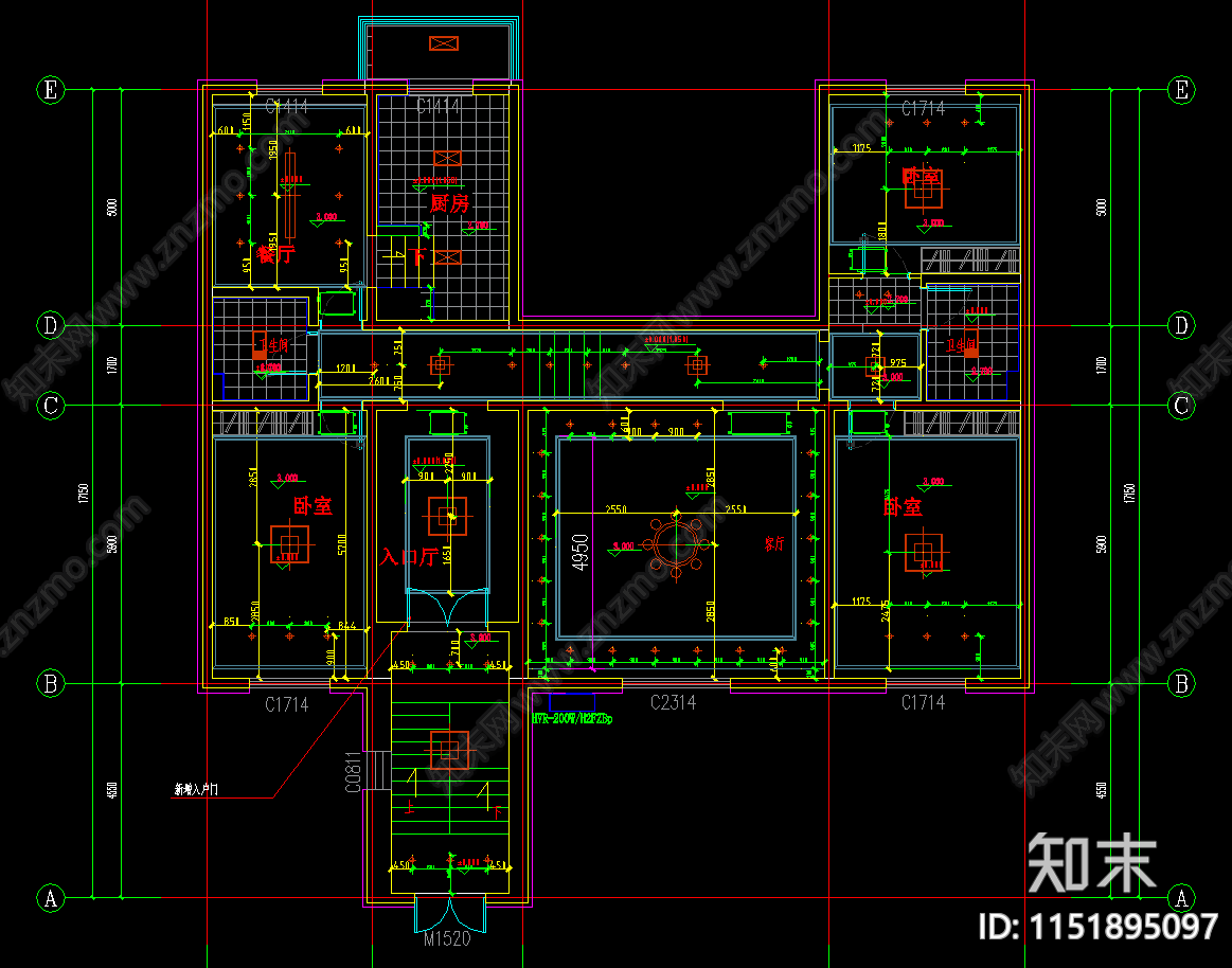 现代别墅室内cad施工图下载【ID:1151895097】