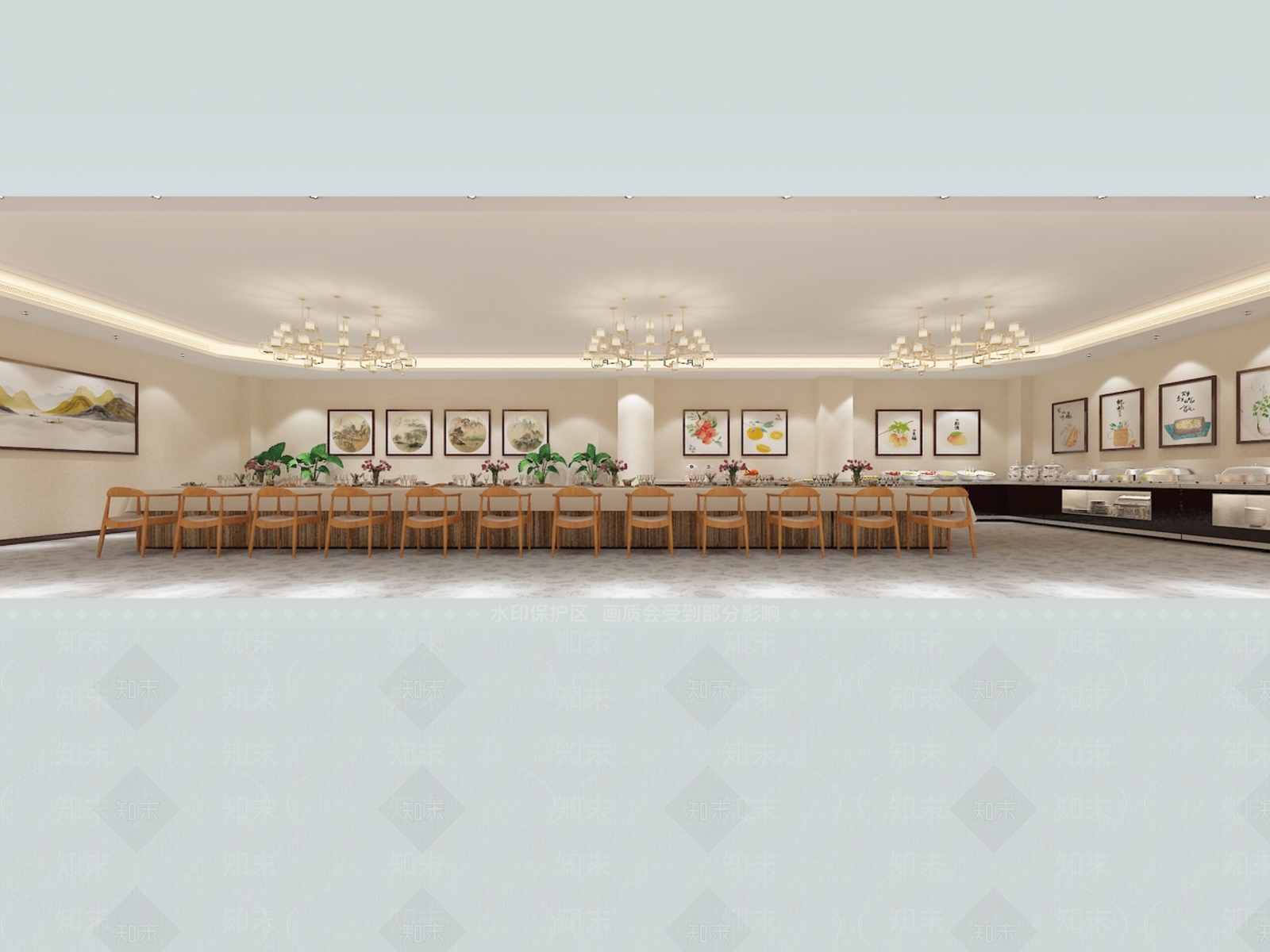 现代自助餐厅3D模型下载【ID:1151895695】
