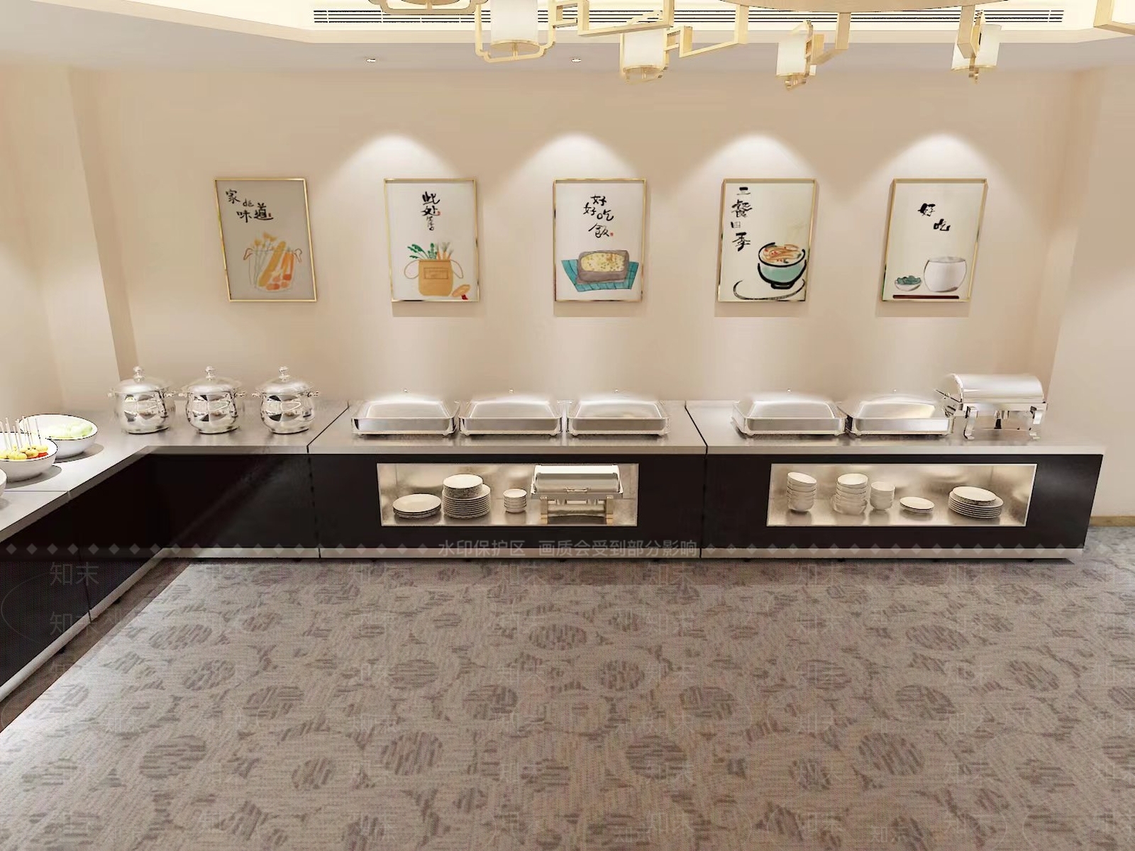 现代自助餐厅3D模型下载【ID:1151895695】