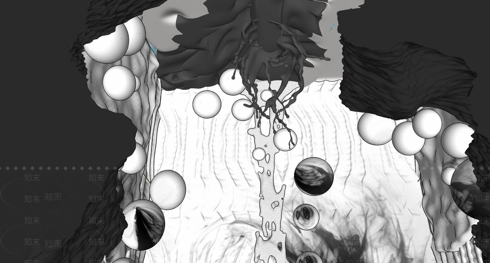 现代墨水圆形曲线科技感魔幻展厅SU模型下载【ID:1151896717】