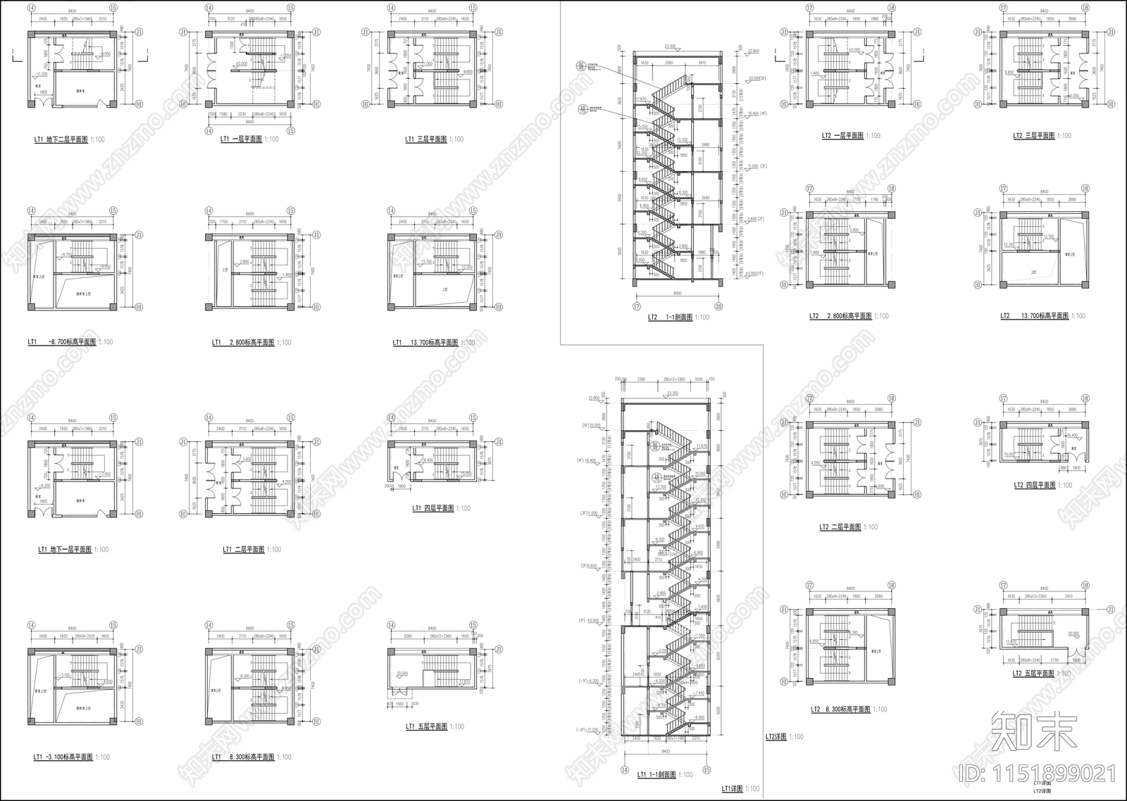 商业建筑楼梯详图cad施工图下载【ID:1151899021】