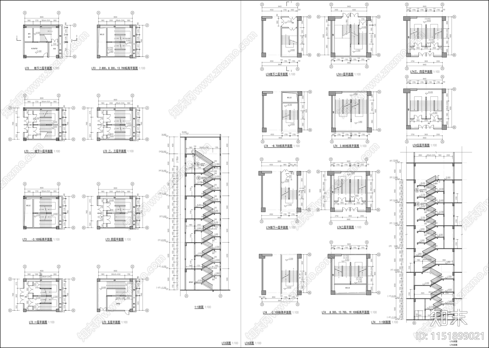 商业建筑楼梯详图cad施工图下载【ID:1151899021】