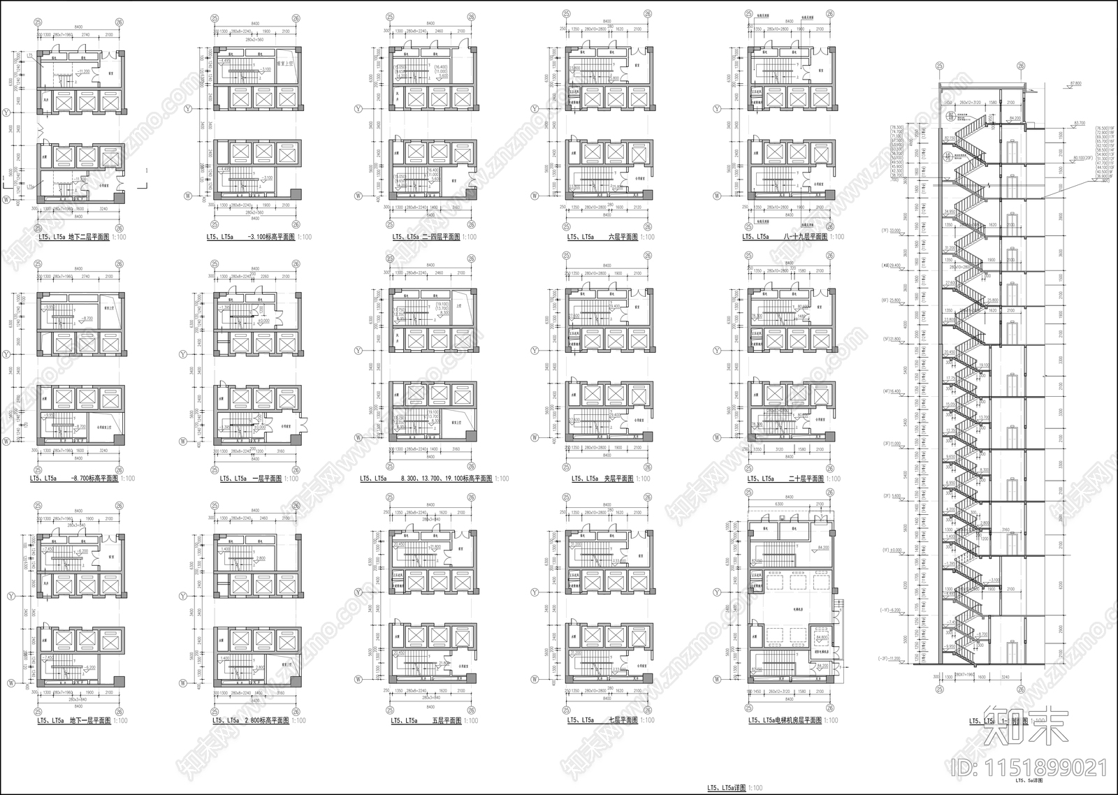 商业建筑楼梯详图cad施工图下载【ID:1151899021】