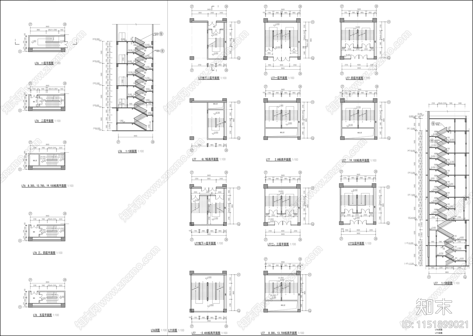商业建筑楼梯详图cad施工图下载【ID:1151899021】