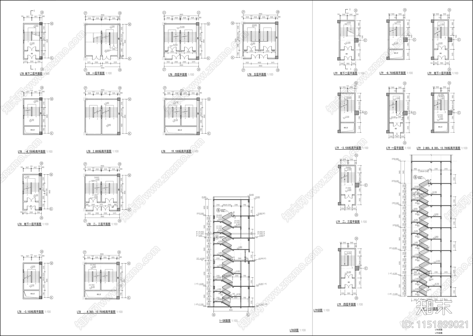 商业建筑楼梯详图cad施工图下载【ID:1151899021】