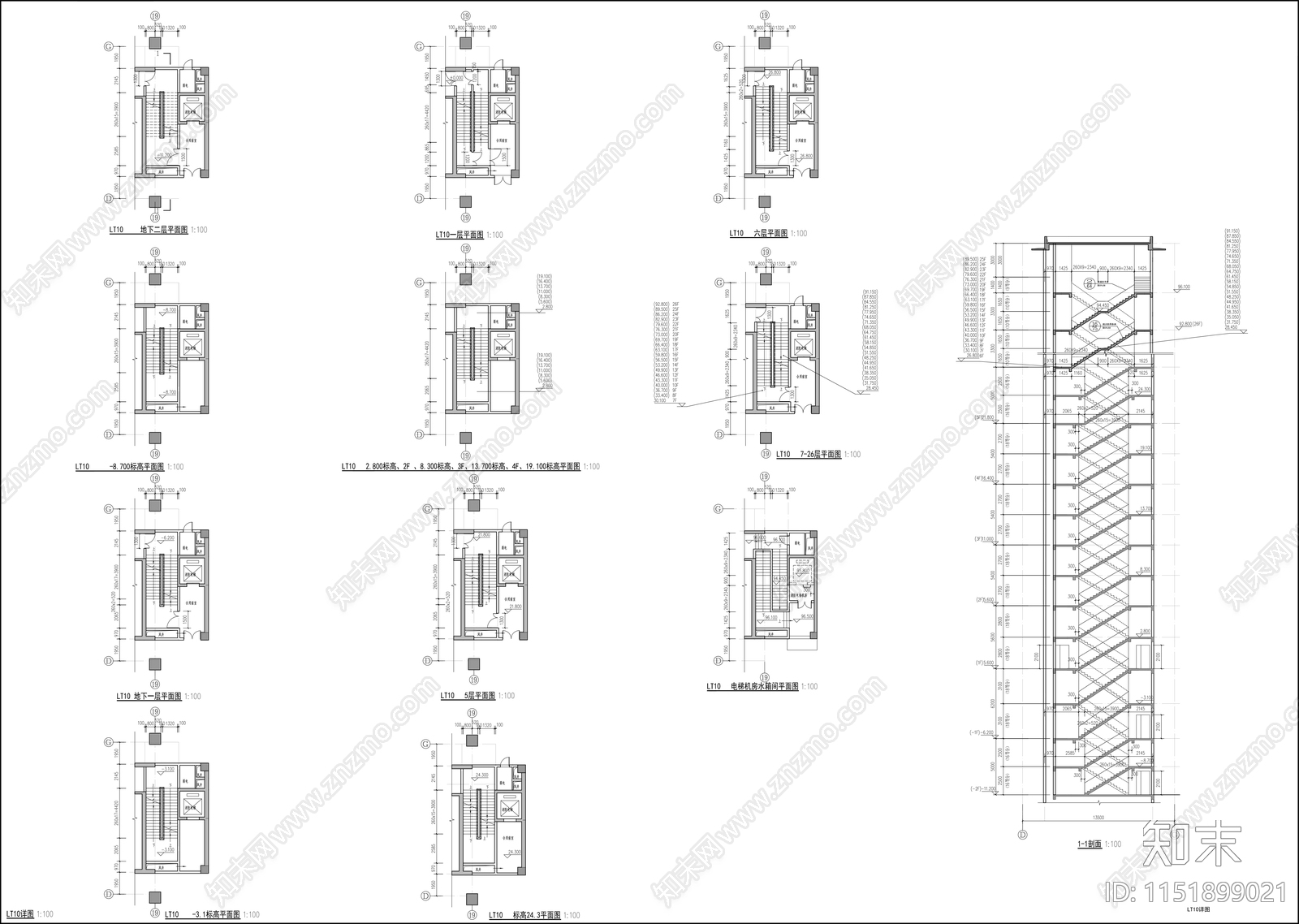 商业建筑楼梯详图cad施工图下载【ID:1151899021】