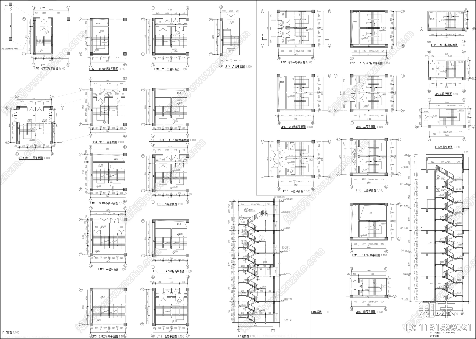 商业建筑楼梯详图cad施工图下载【ID:1151899021】
