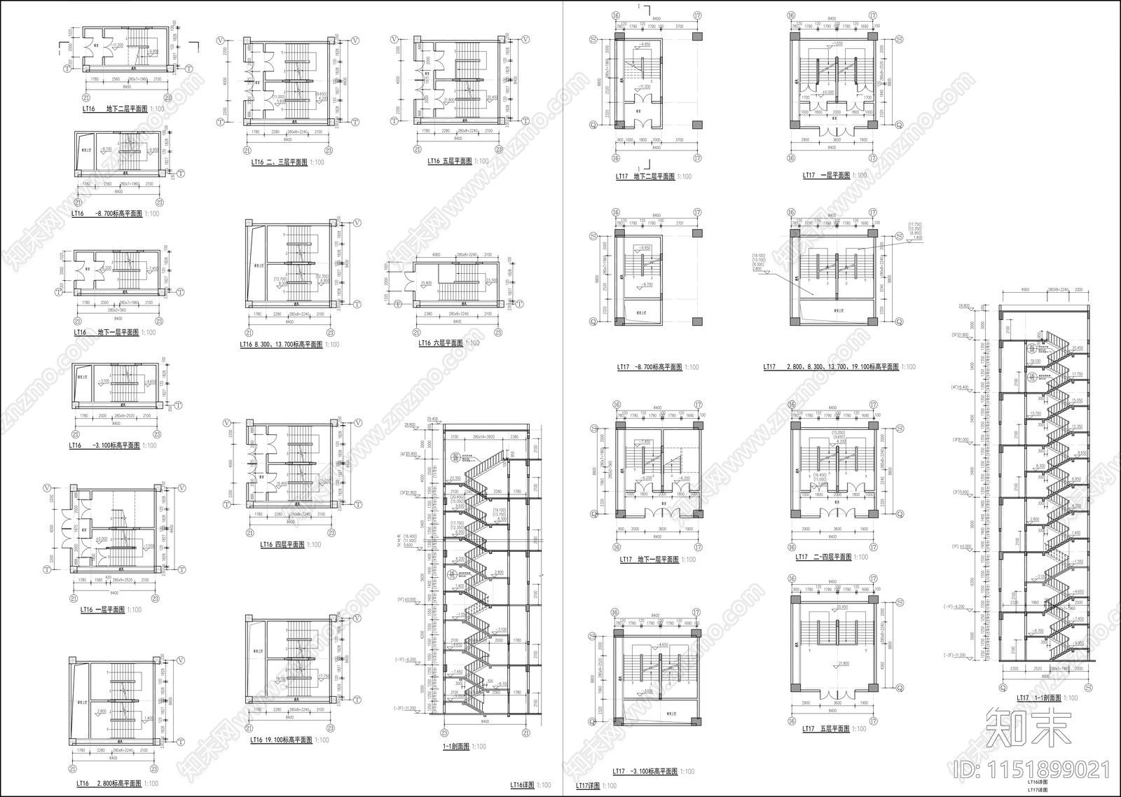 商业建筑楼梯详图cad施工图下载【ID:1151899021】