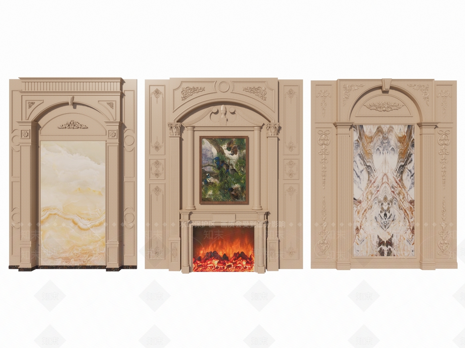 欧式电视墙SU模型下载【ID:1151899643】