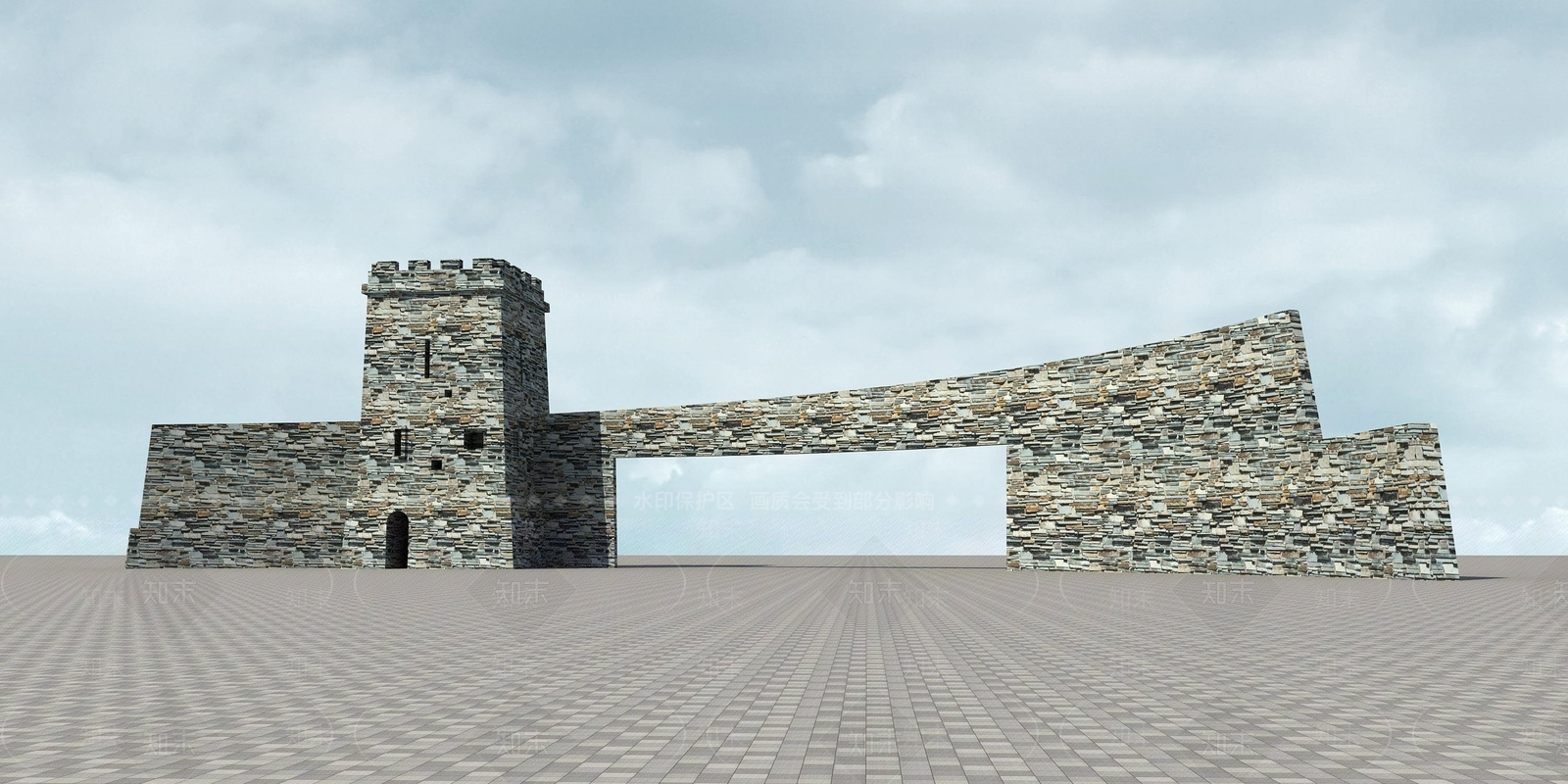 中式城堡大门3D模型下载【ID:1151900140】