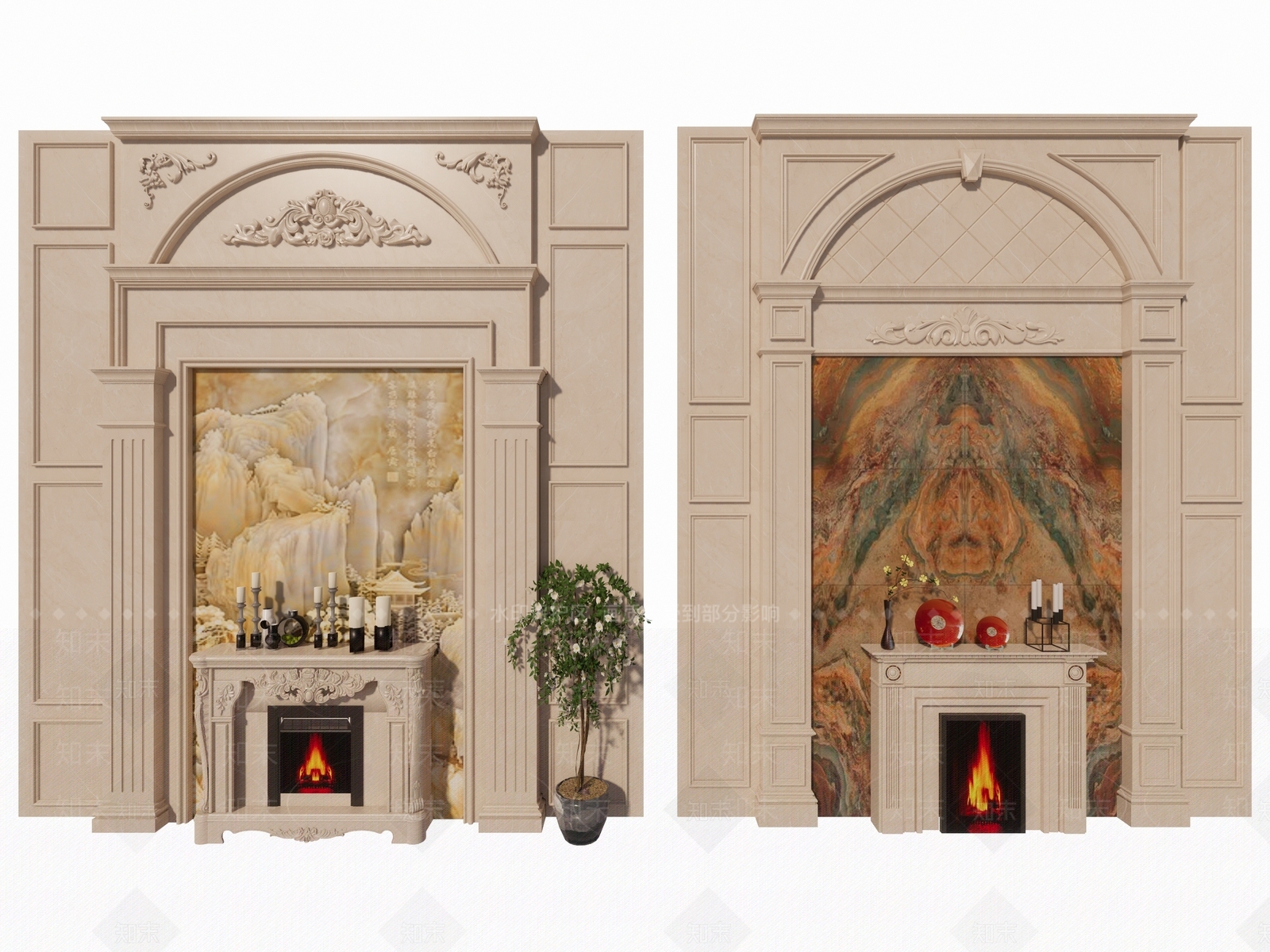 欧式电视墙SU模型下载【ID:1151900882】