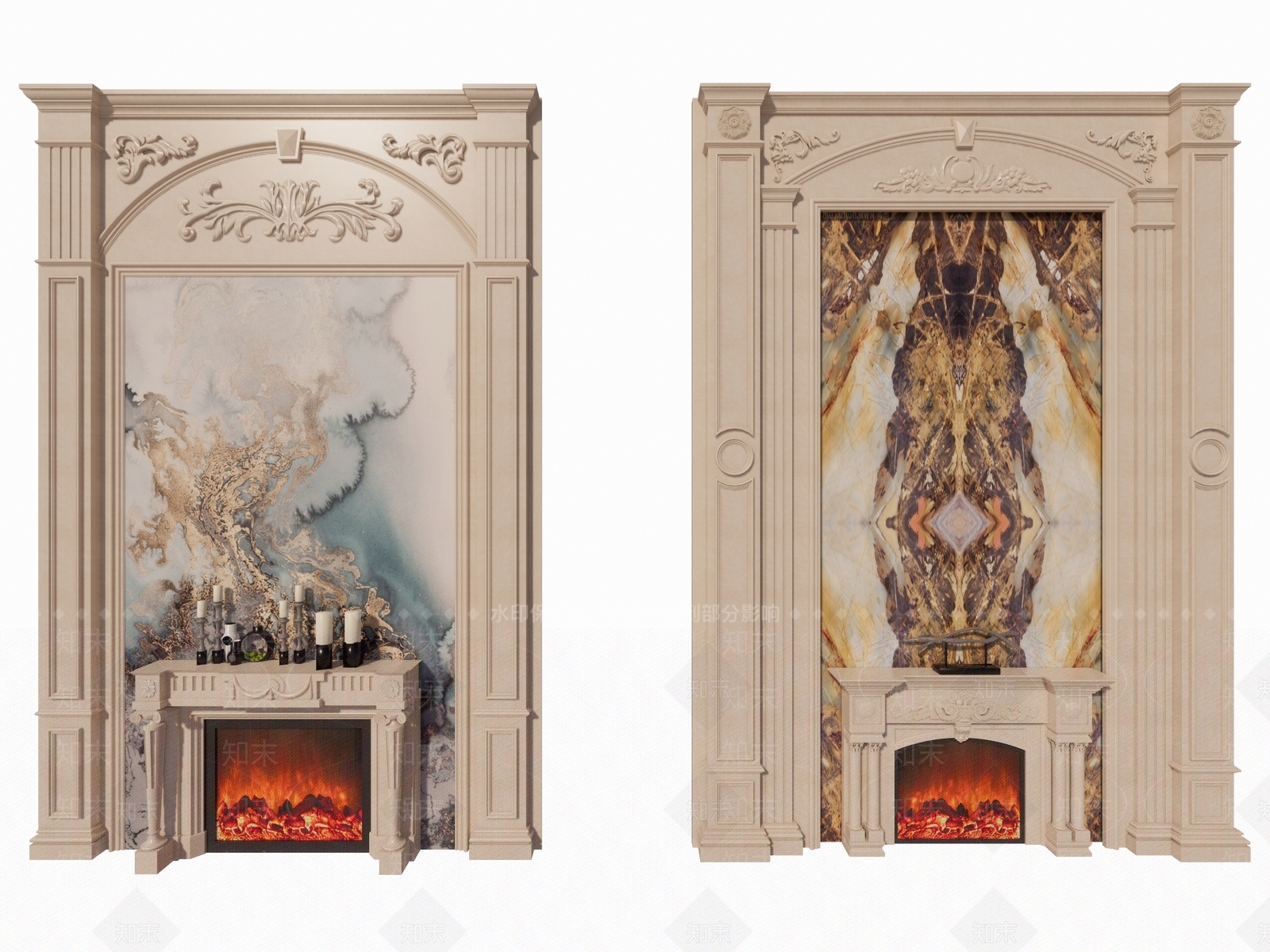 欧式电视墙SU模型下载【ID:1151901048】