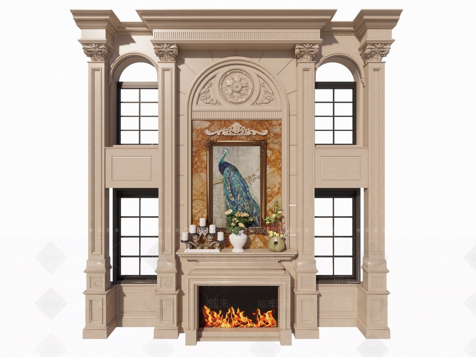 欧式电视墙SU模型下载【ID:1151901937】