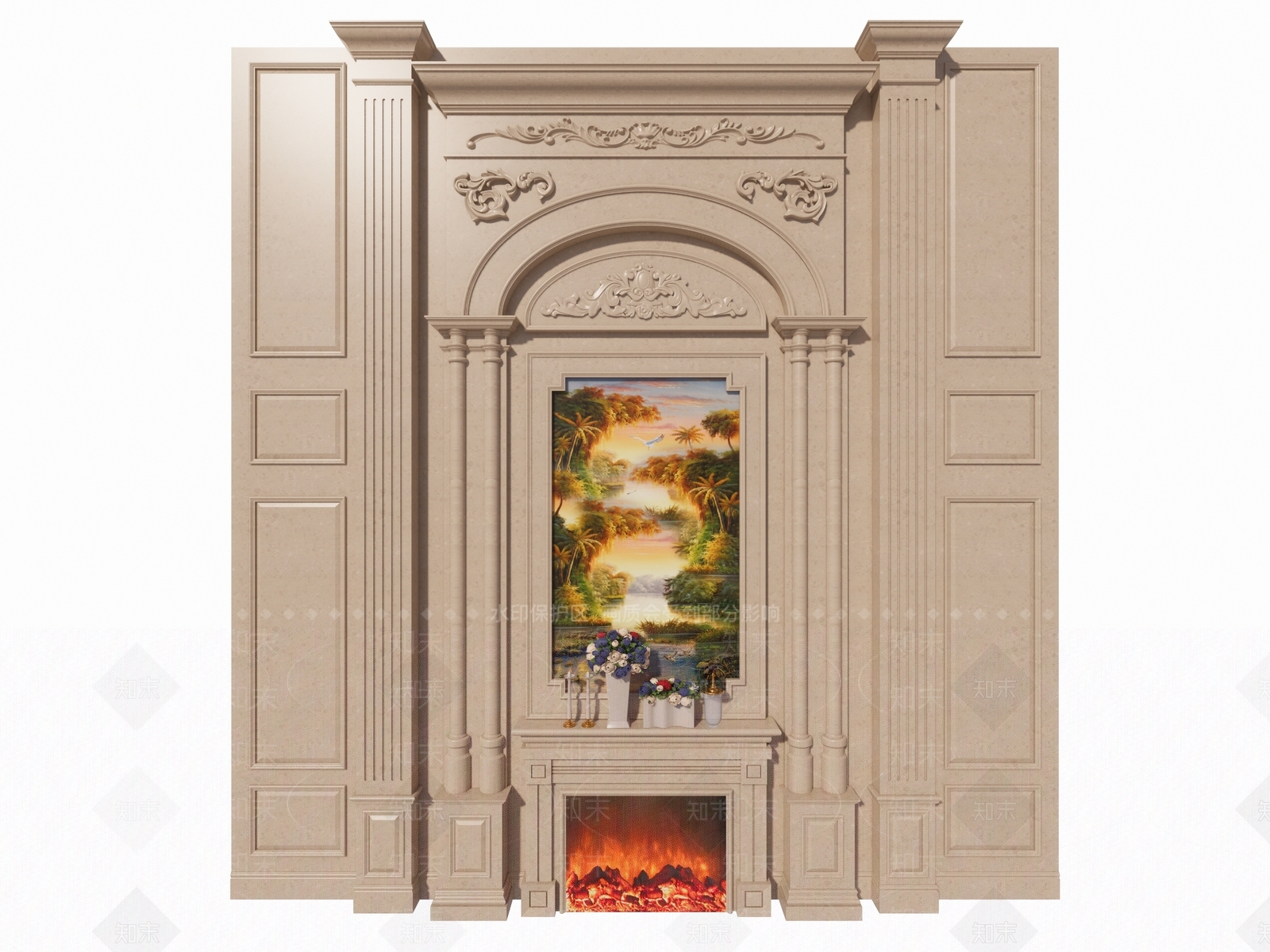 欧式电视墙SU模型下载【ID:1151902024】