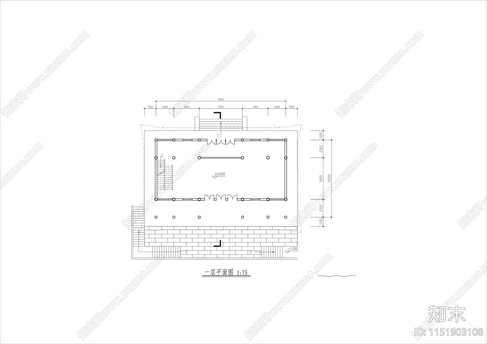 寺院建筑cad施工图下载【ID:1151903108】