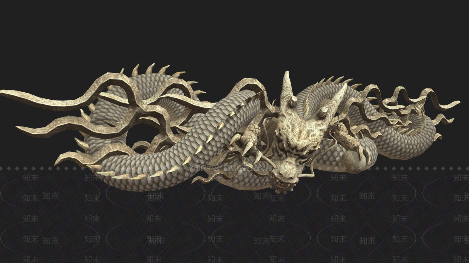 中式龙雕塑3D模型下载【ID:1151903506】