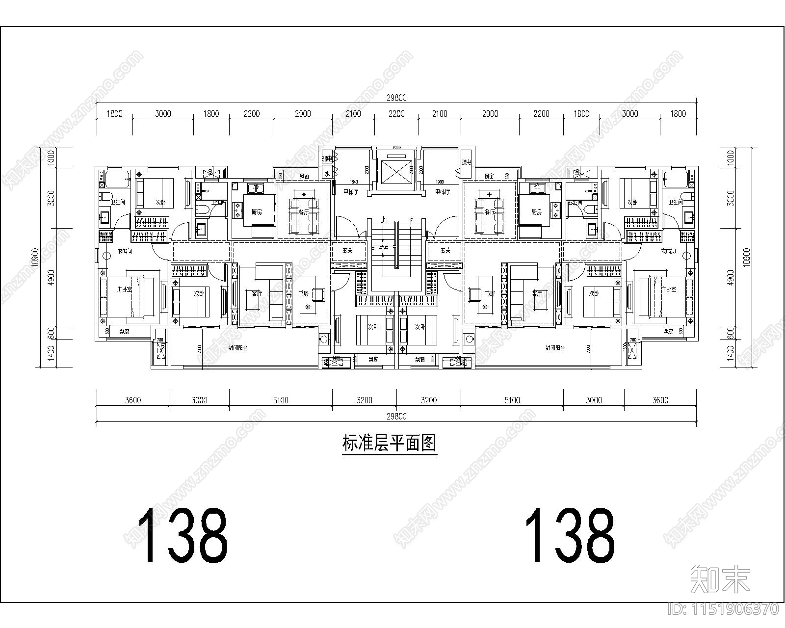 住宅区建筑cad施工图下载【ID:1151906370】