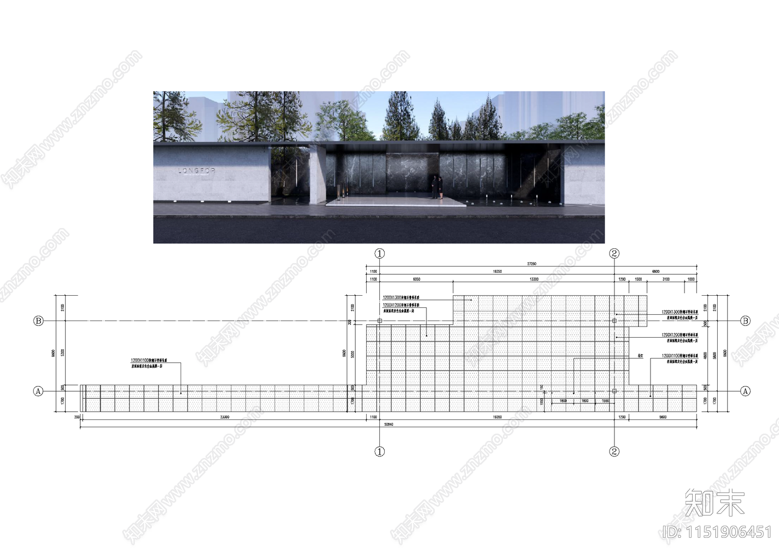 现代入口门廊景观cad施工图下载【ID:1151906451】