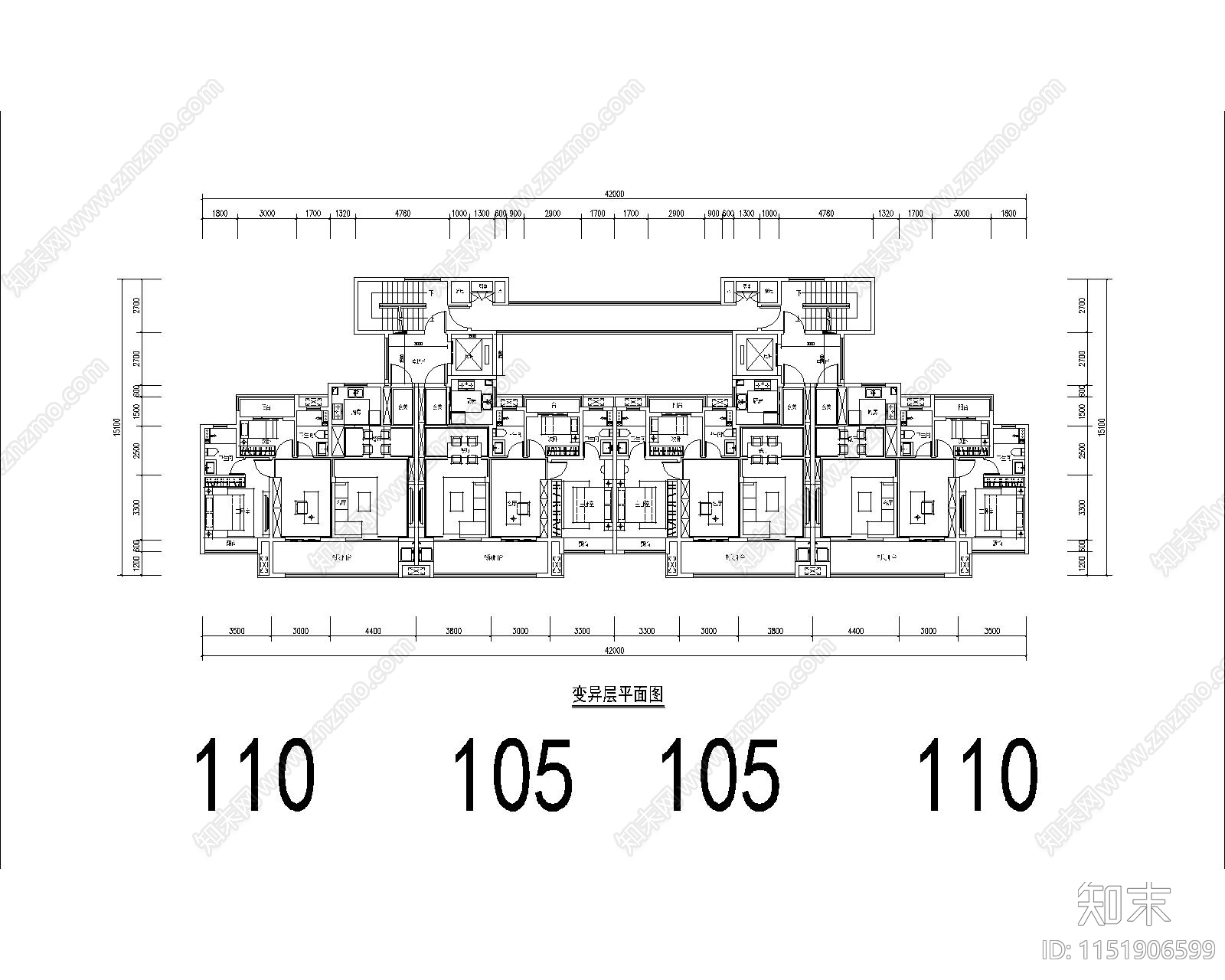 住宅区建筑cad施工图下载【ID:1151906599】