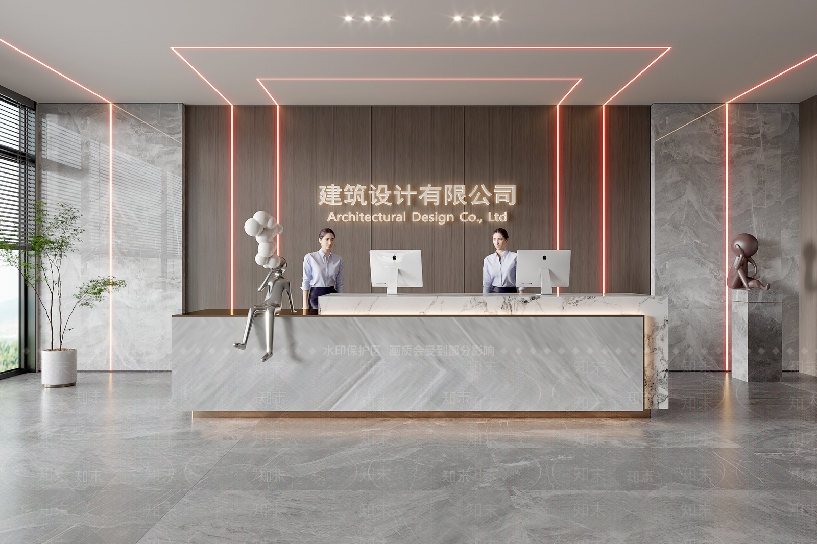 现代公司前台SU模型下载【ID:1151906847】_知末su模型网