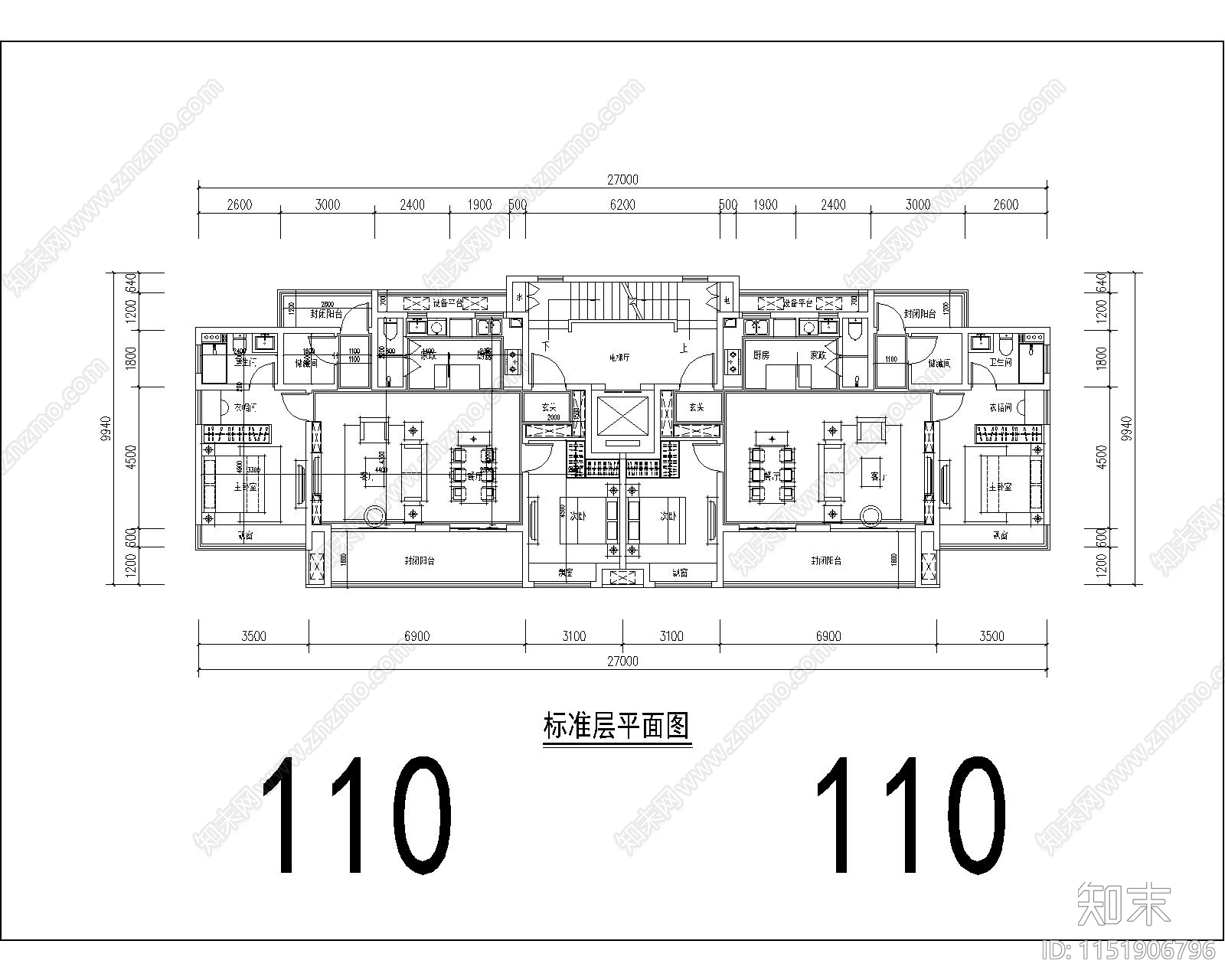 住宅区建筑cad施工图下载【ID:1151906796】