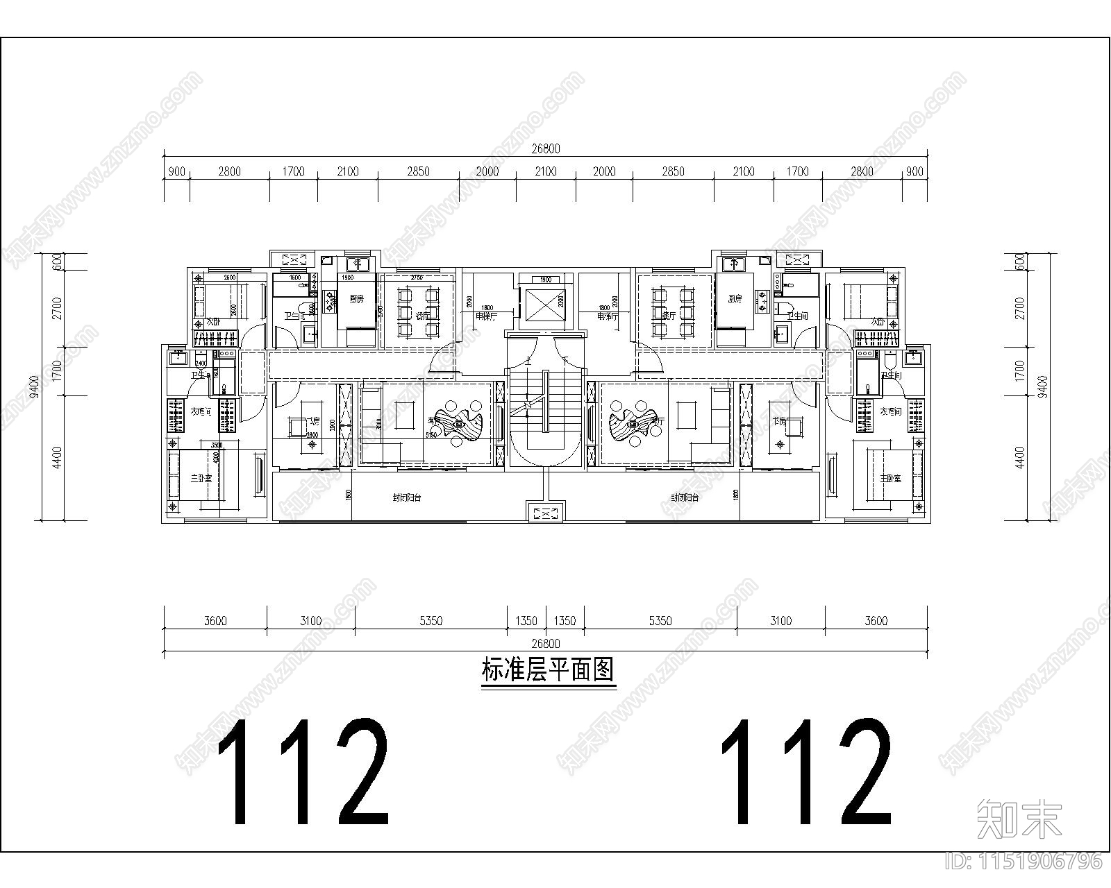 住宅区建筑cad施工图下载【ID:1151906796】