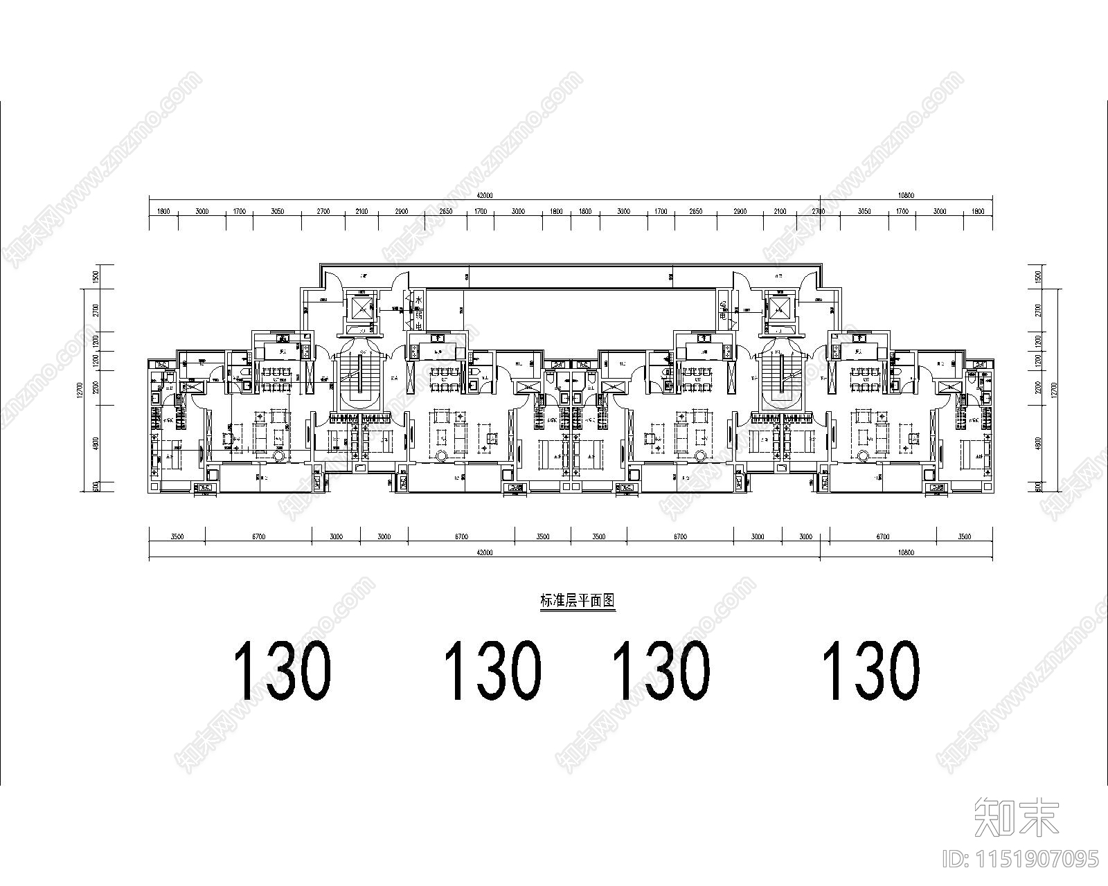 住宅区建筑cad施工图下载【ID:1151907095】