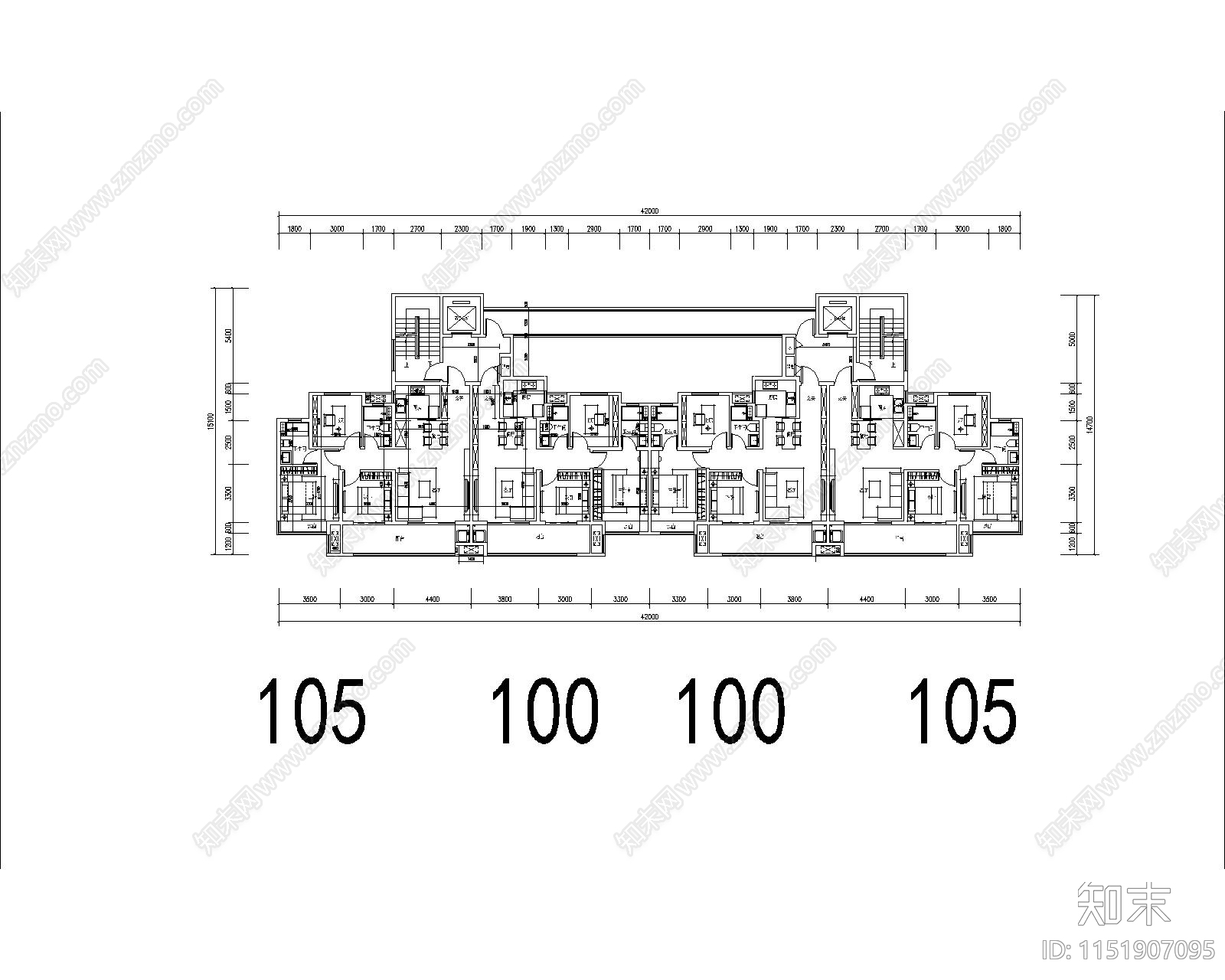 住宅区建筑cad施工图下载【ID:1151907095】