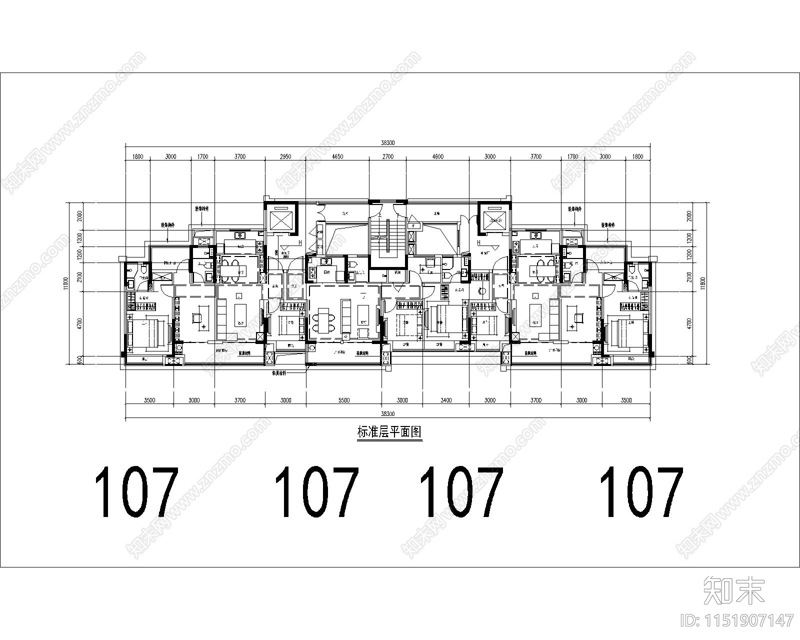 住宅区建筑cad施工图下载【ID:1151907147】