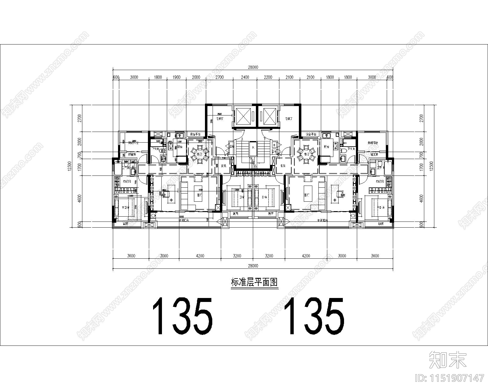 住宅区建筑cad施工图下载【ID:1151907147】