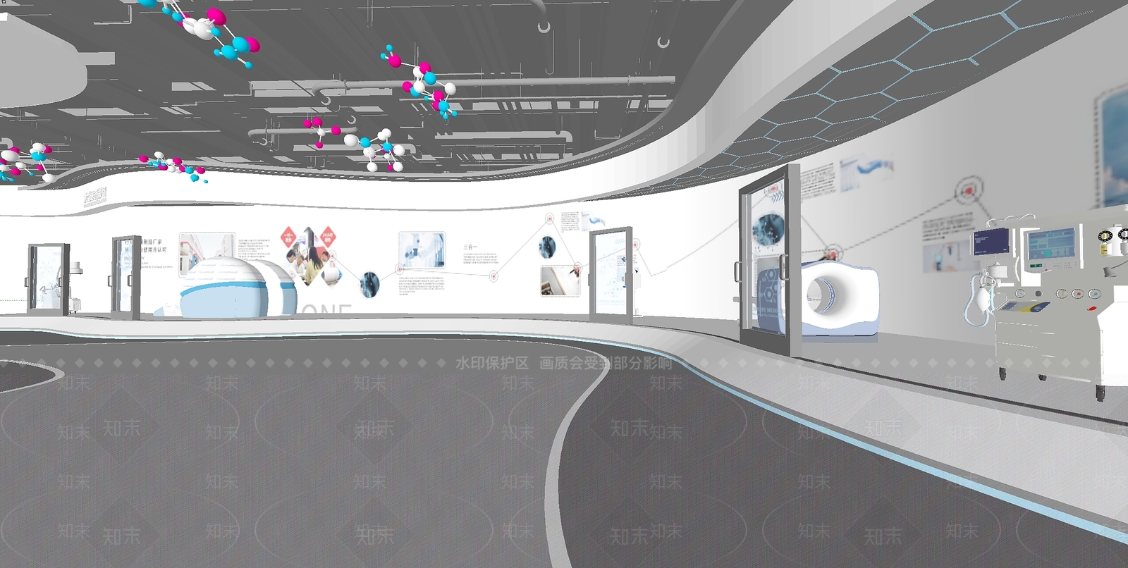 现代医疗科技展厅SU模型下载【ID:1151907125】