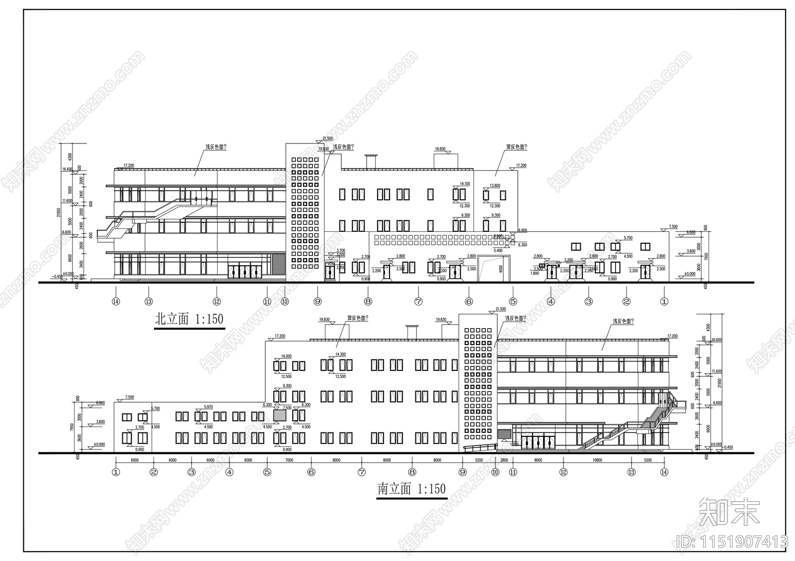 外国语学校新校舍食堂建筑施工图下载【ID:1151907413】