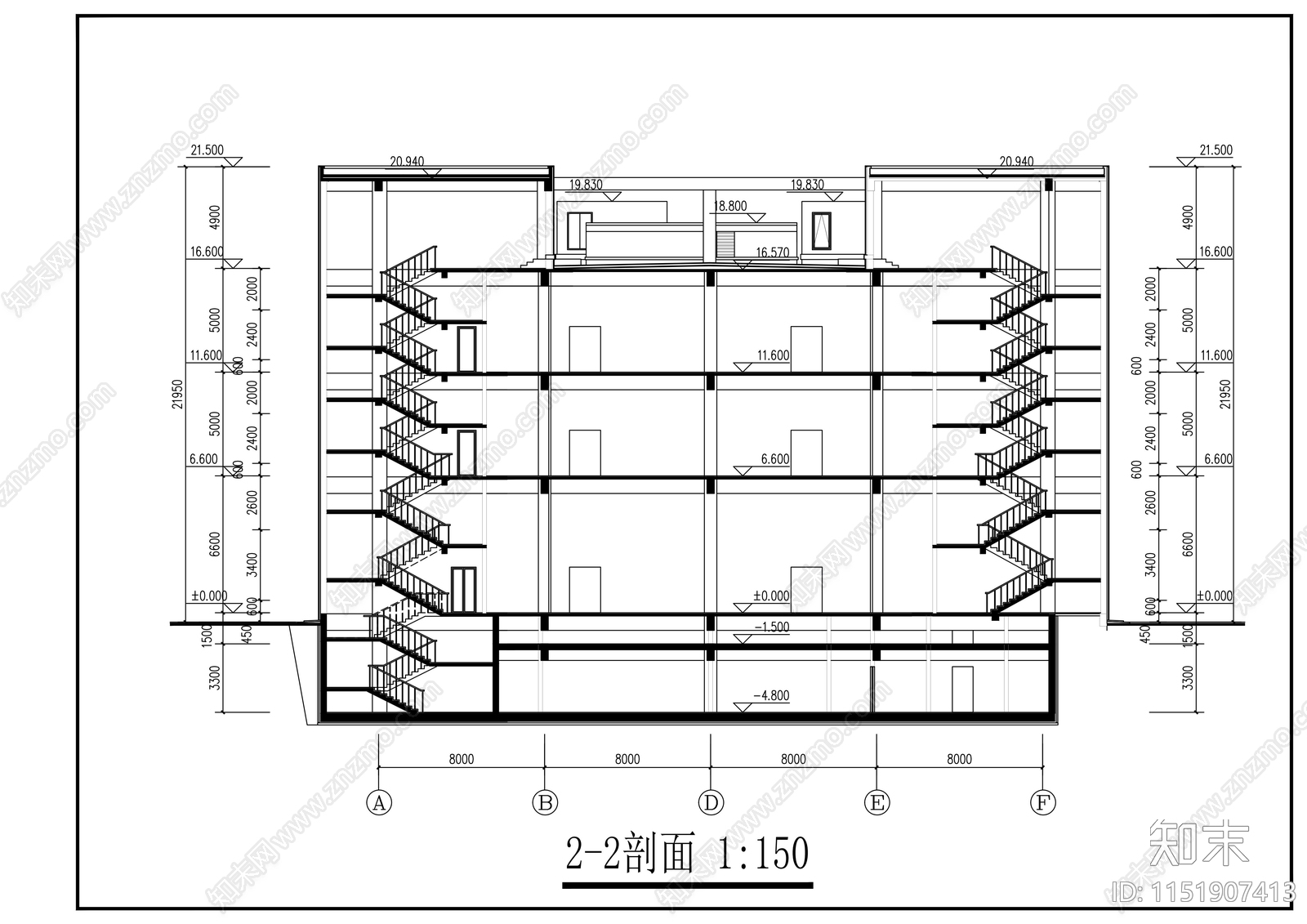 外国语学校新校舍食堂建筑施工图下载【ID:1151907413】