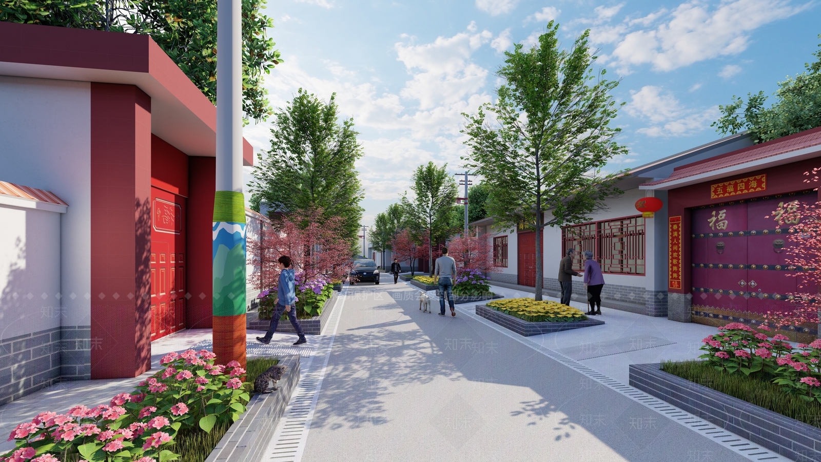 中式乡村街道改造SU模型下载【ID:1151907519】