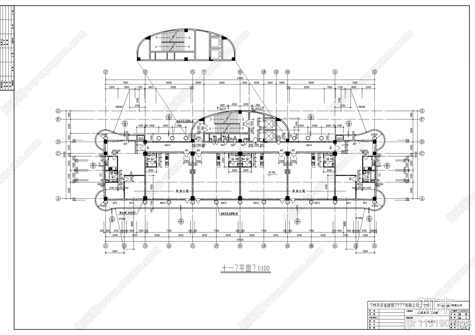 小区会所建筑cad施工图下载【ID:1151907818】