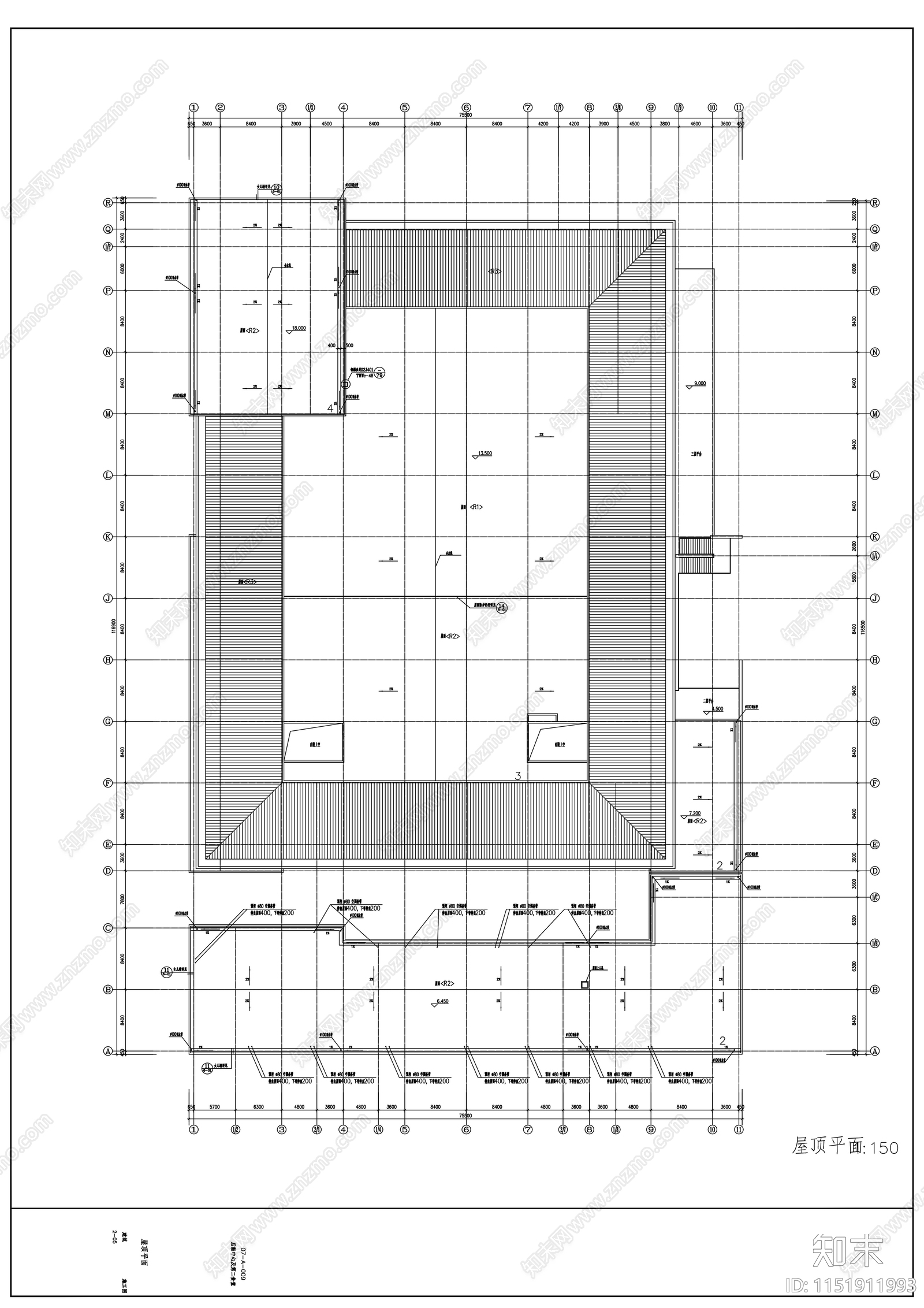 校区后勤中心及第二食堂建筑cad施工图下载【ID:1151911993】