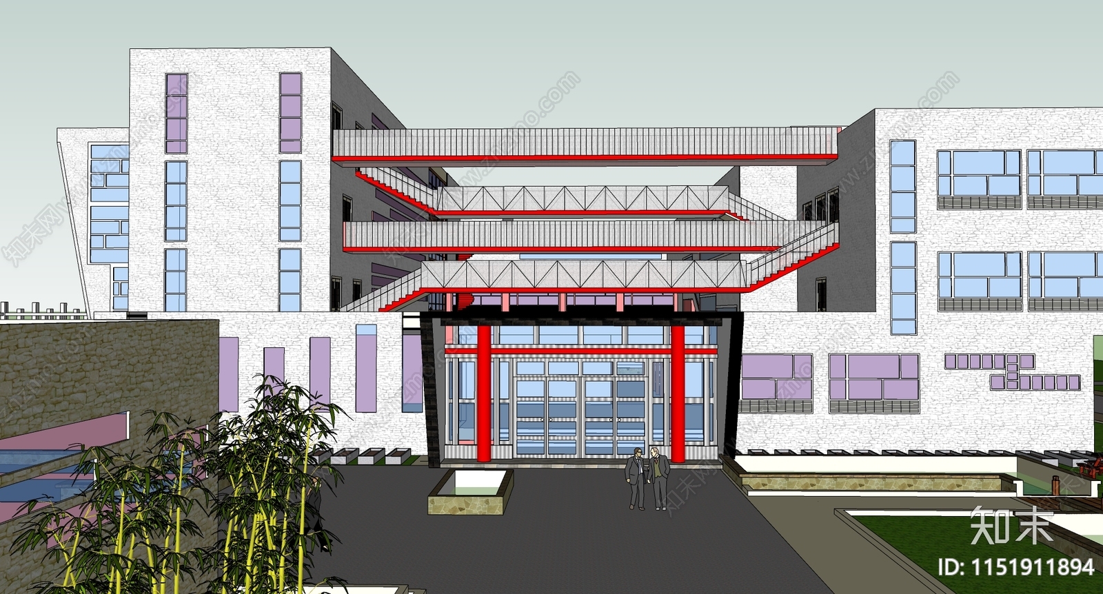 现代学校建筑SU模型下载【ID:1151911894】