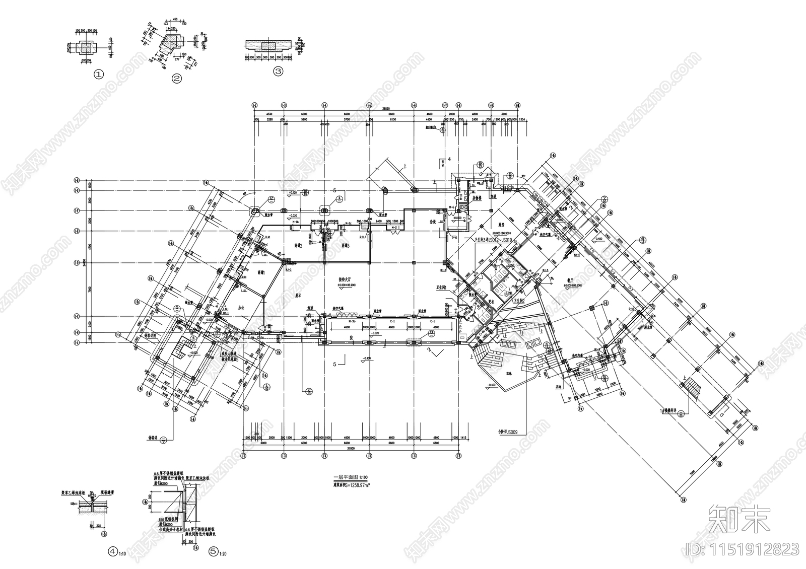 知名企业会所建筑cad施工图下载【ID:1151912823】