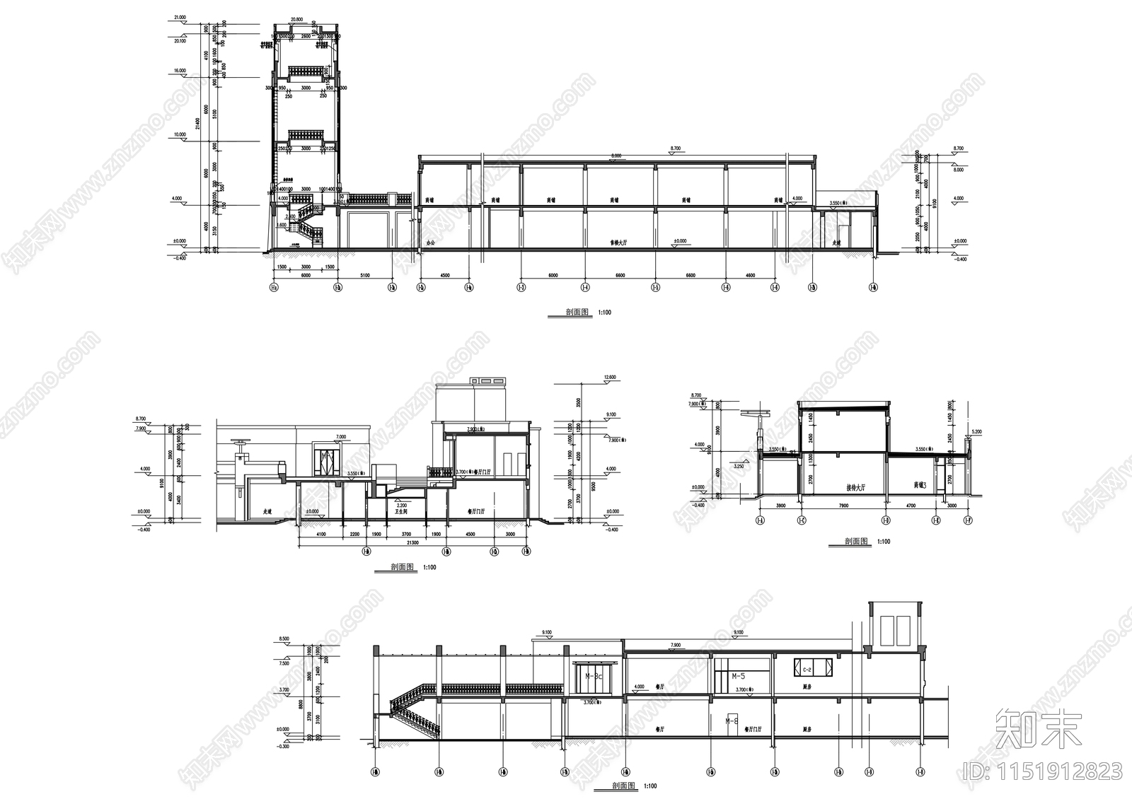 知名企业会所建筑cad施工图下载【ID:1151912823】