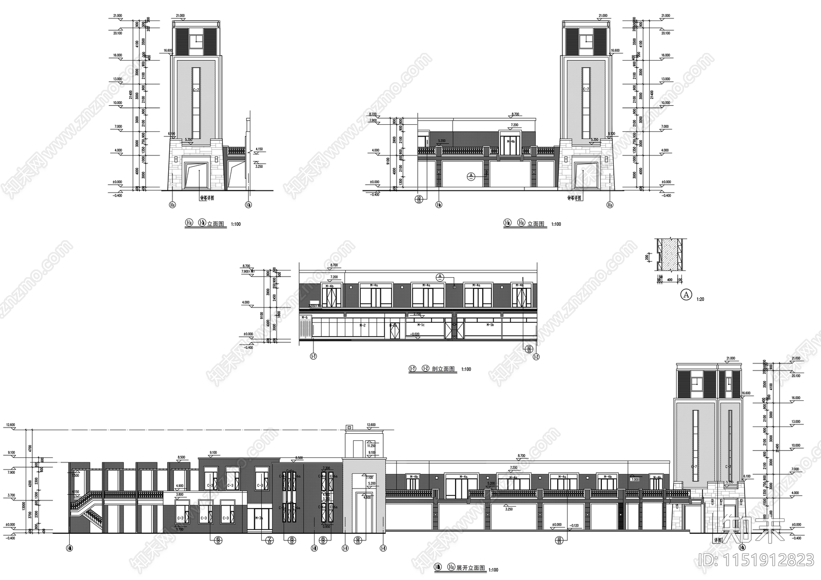 知名企业会所建筑cad施工图下载【ID:1151912823】