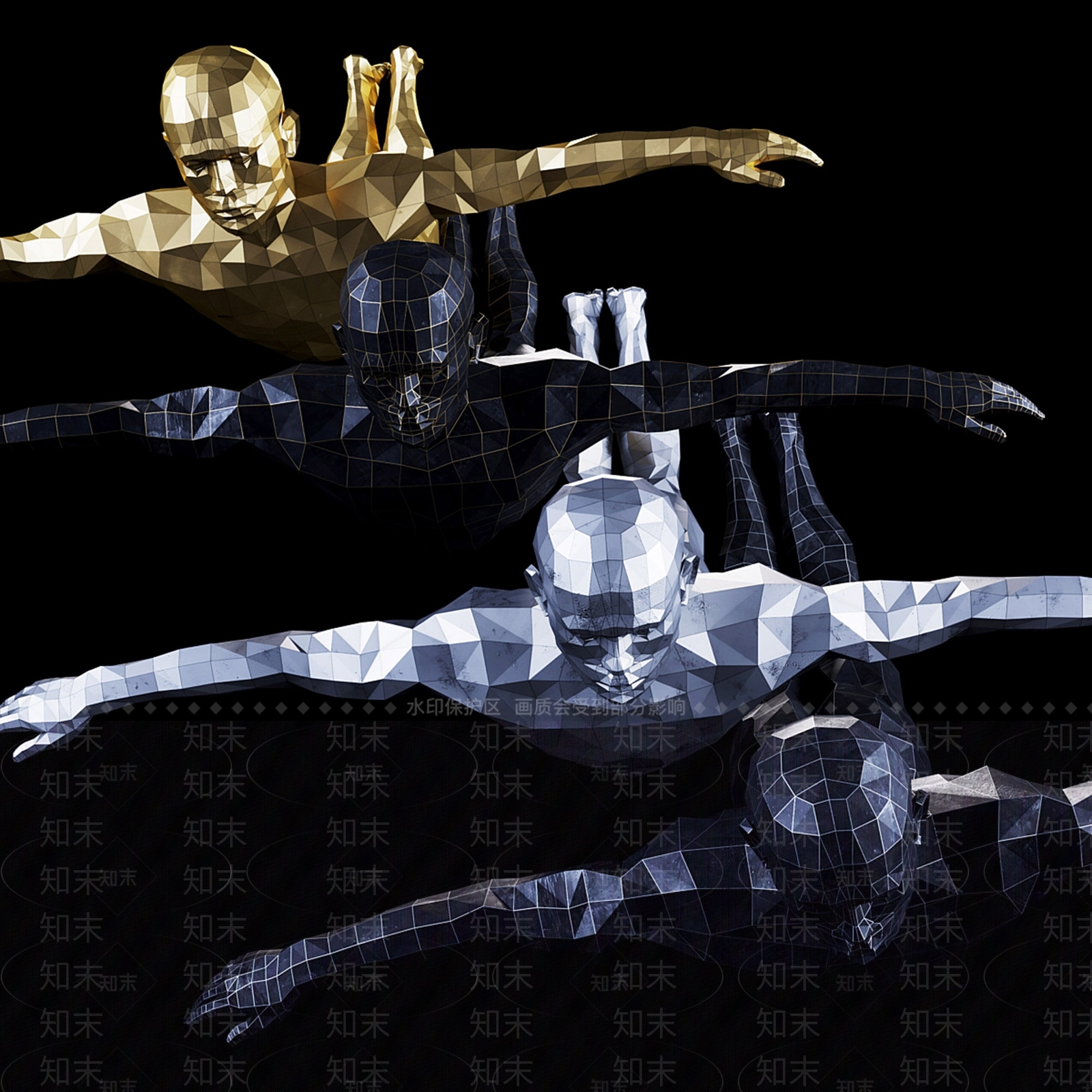 现代人物雕塑摆件SU模型下载【ID:1151911858】