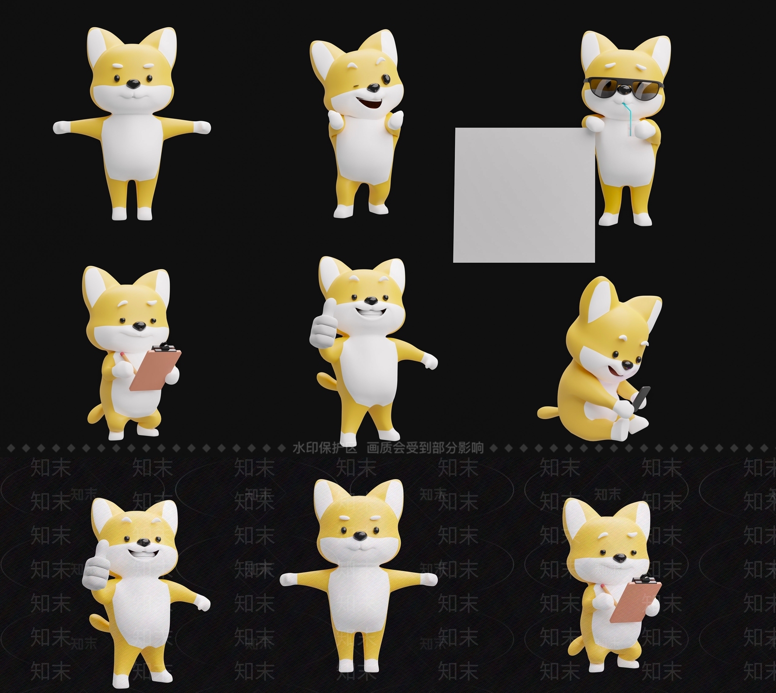 可爱卡通小狗手办玩具3D模型下载【ID:1151917494】