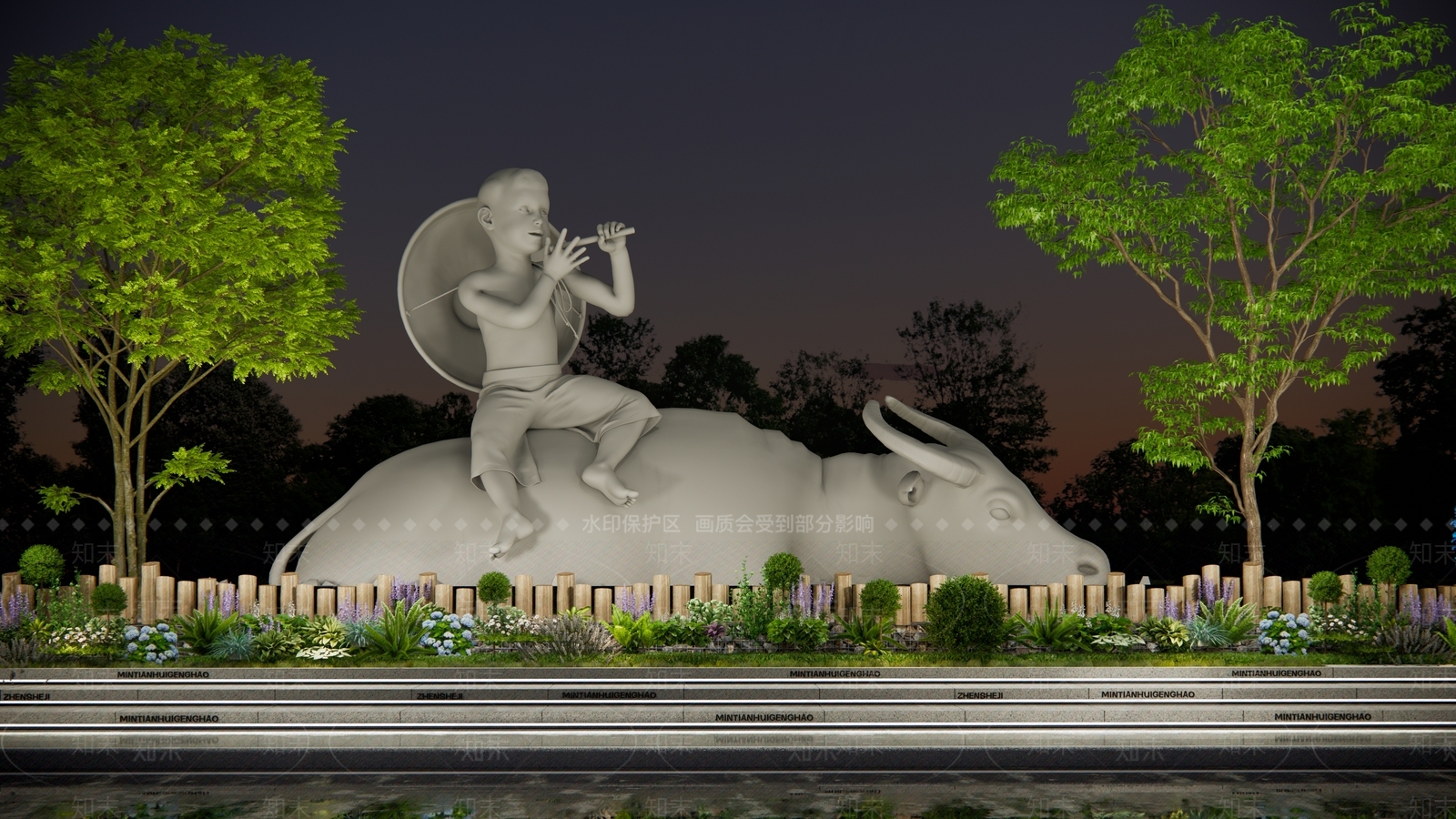 现代牧牛雕像小品SU模型下载【ID:1151919140】