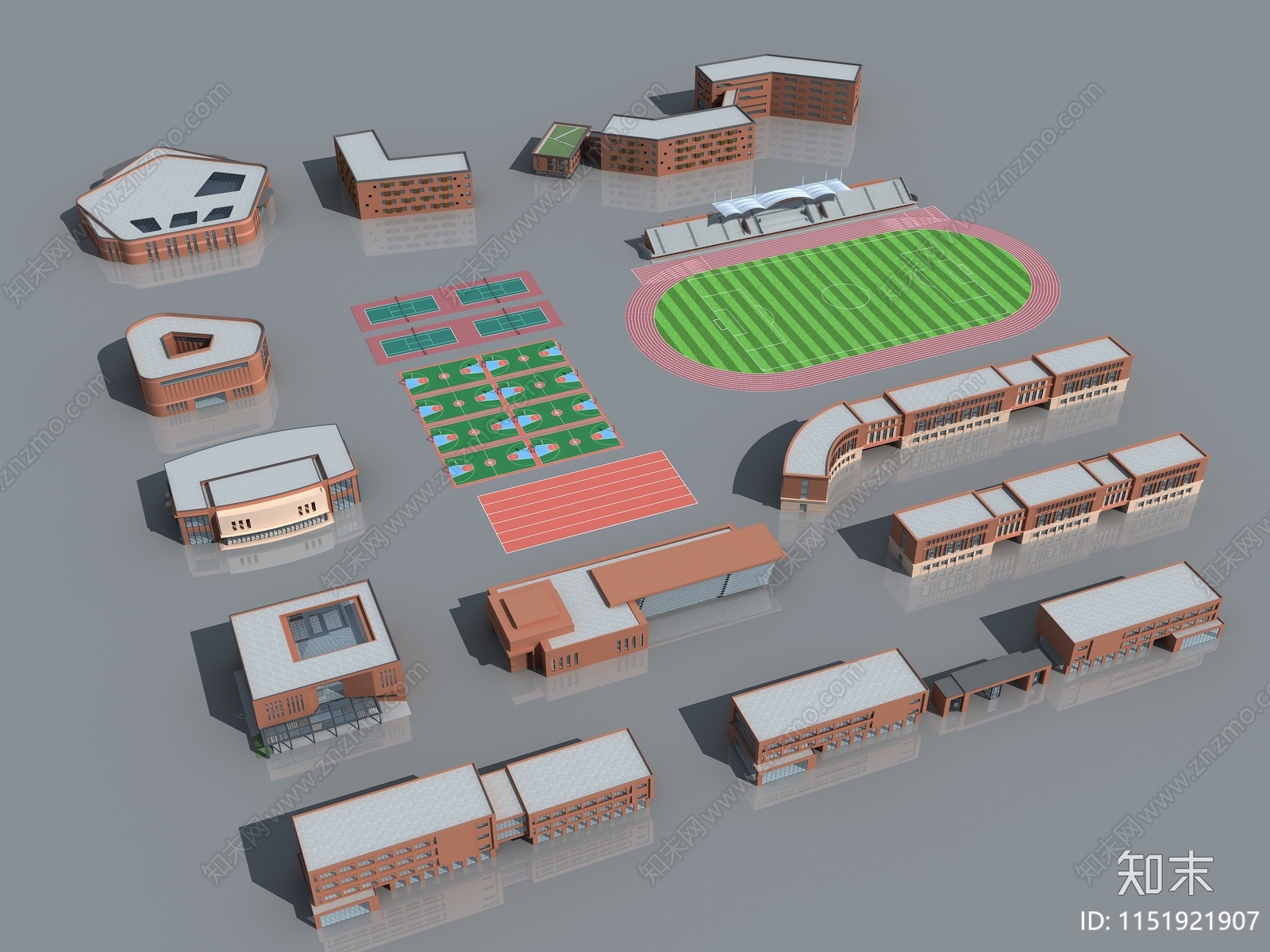 现代学校教学楼3D模型下载【ID:1151921907】