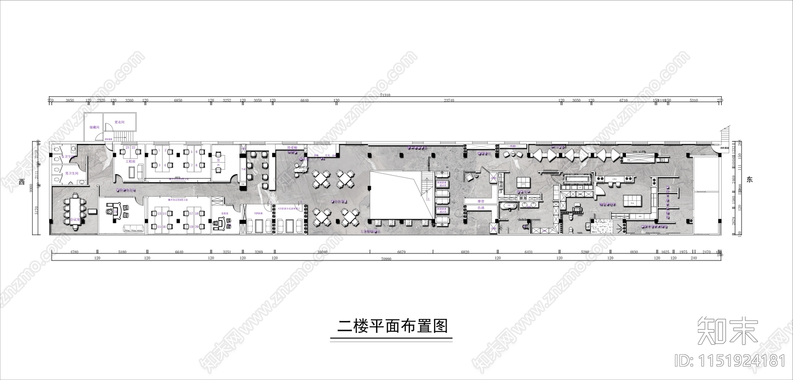 800㎡装饰设计公司平面布局方案施工图下载【ID:1151924181】