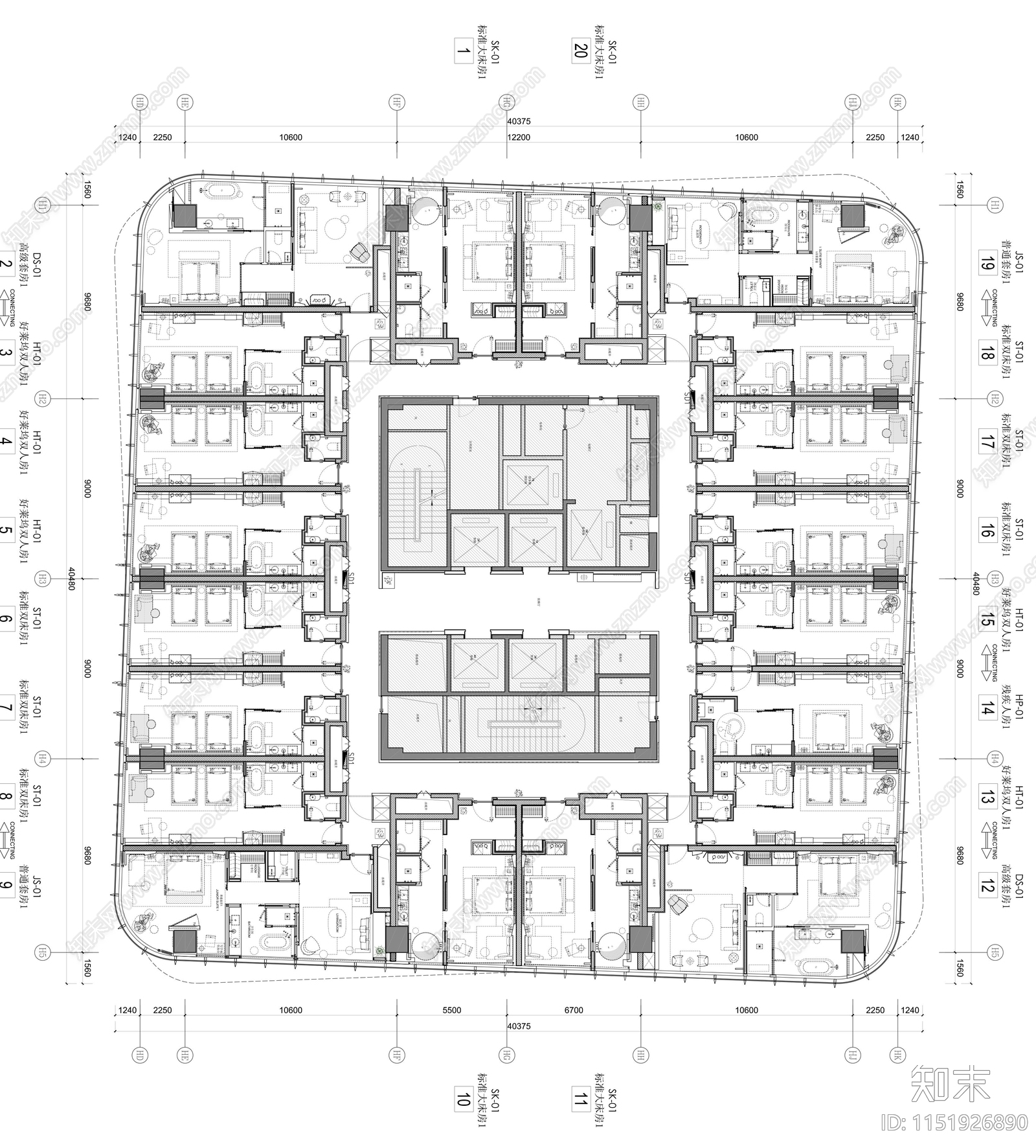 西安浐灞凯悦酒店客房方案cad施工图下载【ID:1151926890】