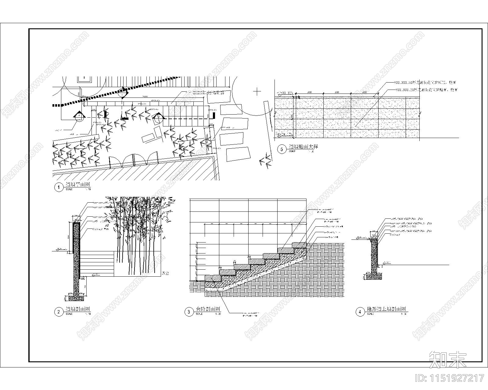 泳池旁挡土墙及梯级大样节点详图施工图下载【ID:1151927217】