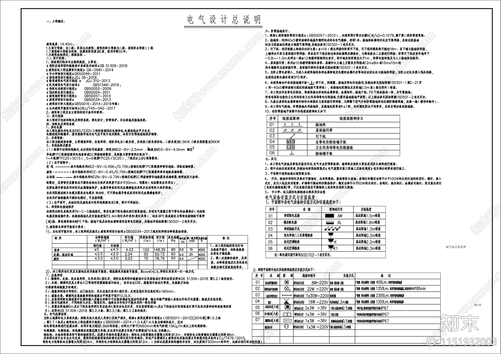 某县城中心校学生宿舍楼电气cad施工图下载【ID:1151932003】